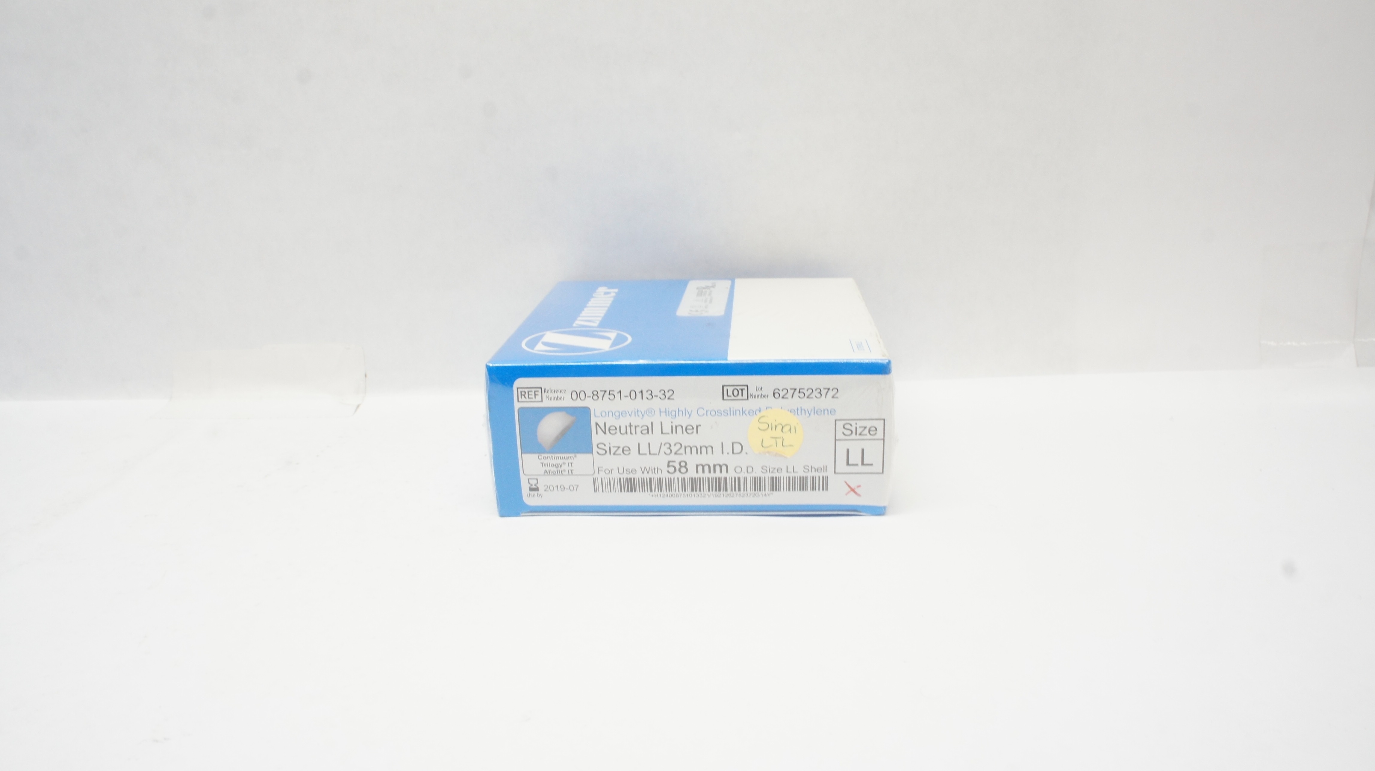 Zimmer 00-8751-013-32 Longevity Crosslinked Polyethylene Neutral Liner SizeLL(x)
