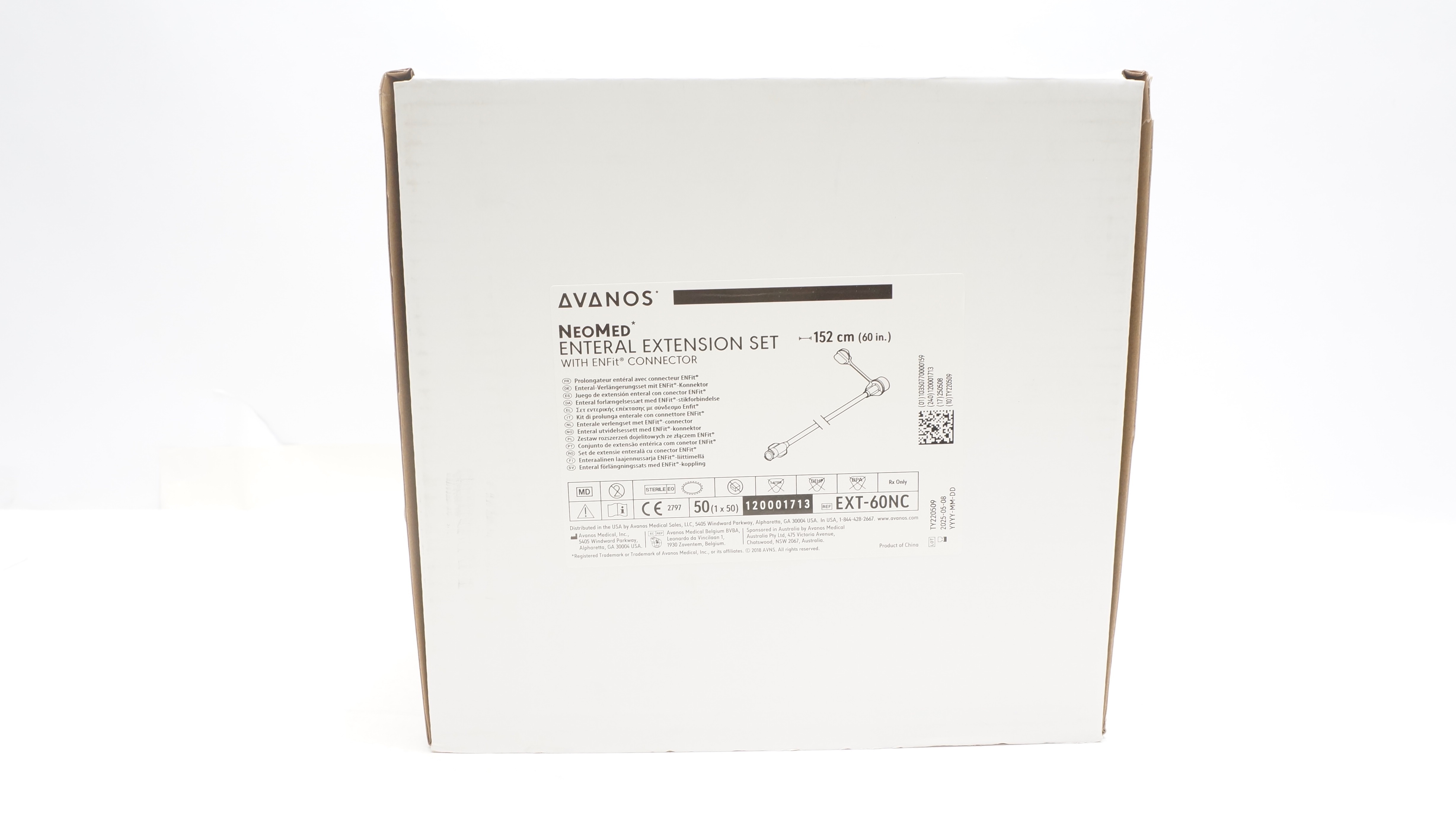 Avanos PEXT-60NC NeoMed Enteral Extension Set w/ENFIT Connector 60in-Box of50(x)