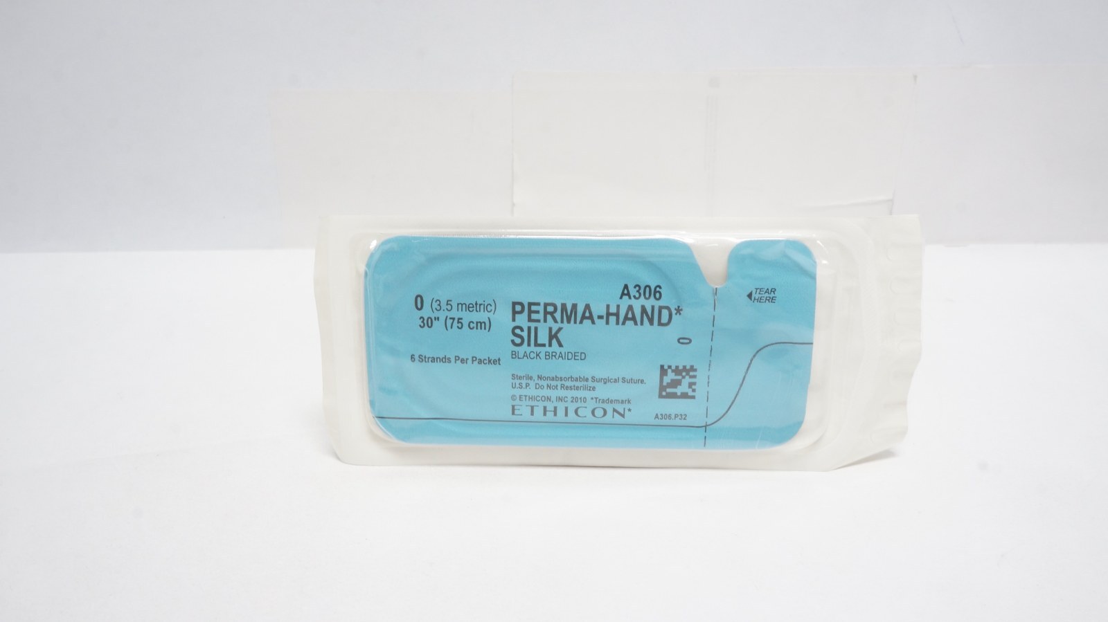 ETHICON A306 PERMA-HAND SILK Sutures 0 Black 30" 6 Strands