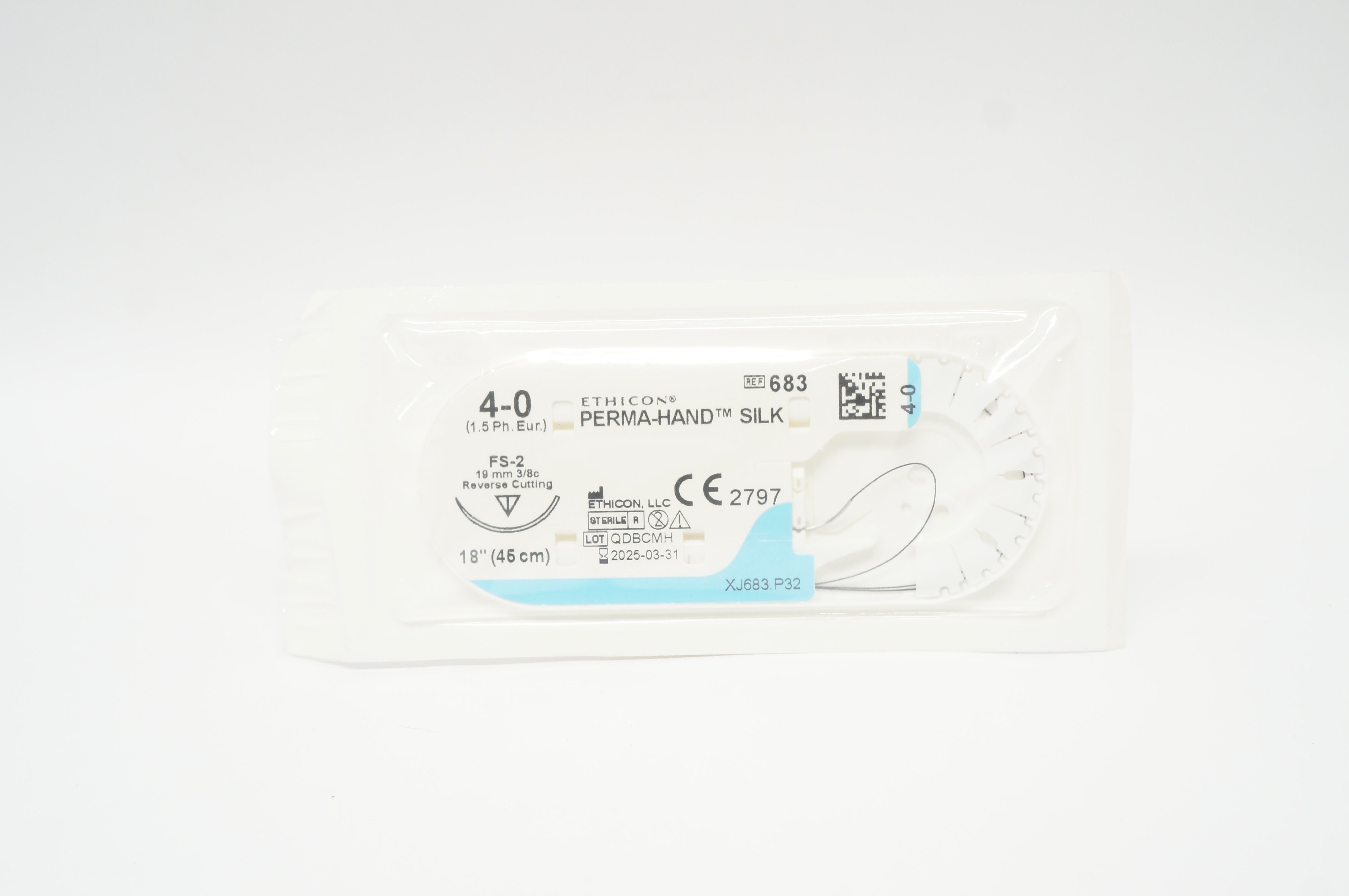 Ethicon 683 4-0 Perma-Hand Silk Stre FS-2 19mm 3/8c Reverse Cutting, 18inch