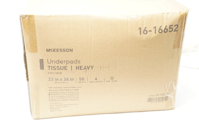 McKesson Medical 16-16652 Underpads Tissue Heavy 3-Ply 23 x 24inch - Case of 4 boxes of 50