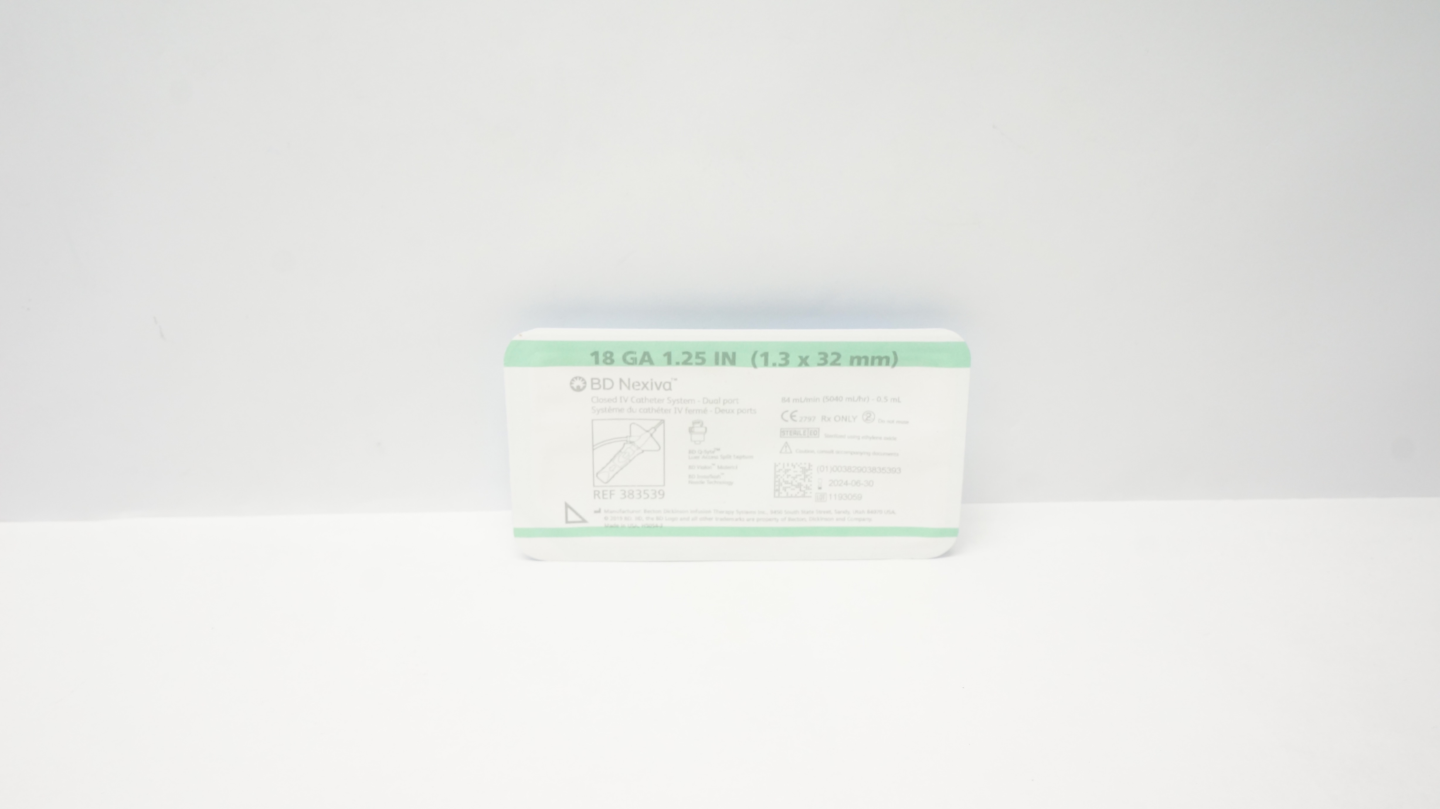 BD 383539 Nexiva Closed IV Cath. System - Dual Port 18Ga x 1.25inch 84mL/min (x)