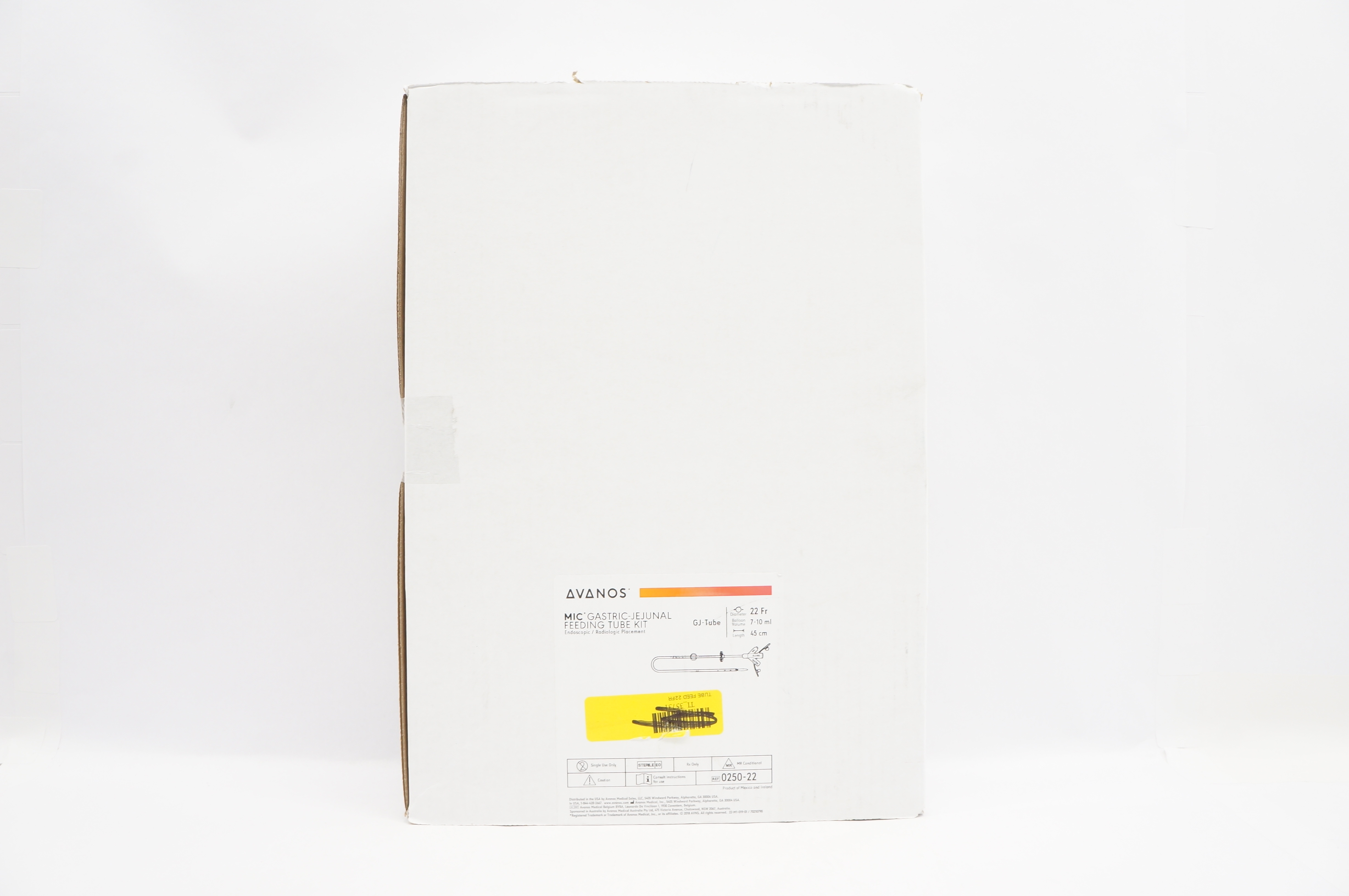 Avanos 0250-22 MIC Gastric-Jejunal Feeding Tube Kit 22Fr x 7-10mL x 45cm (x)