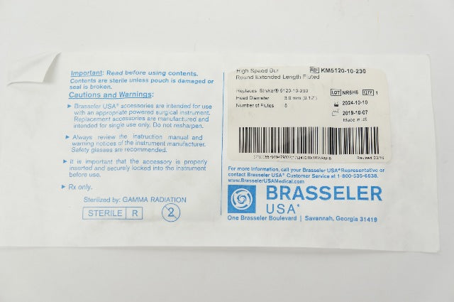Braseler KM5120-10-230 High Speed Bur, Round Extended Length Fluted 0.12inch