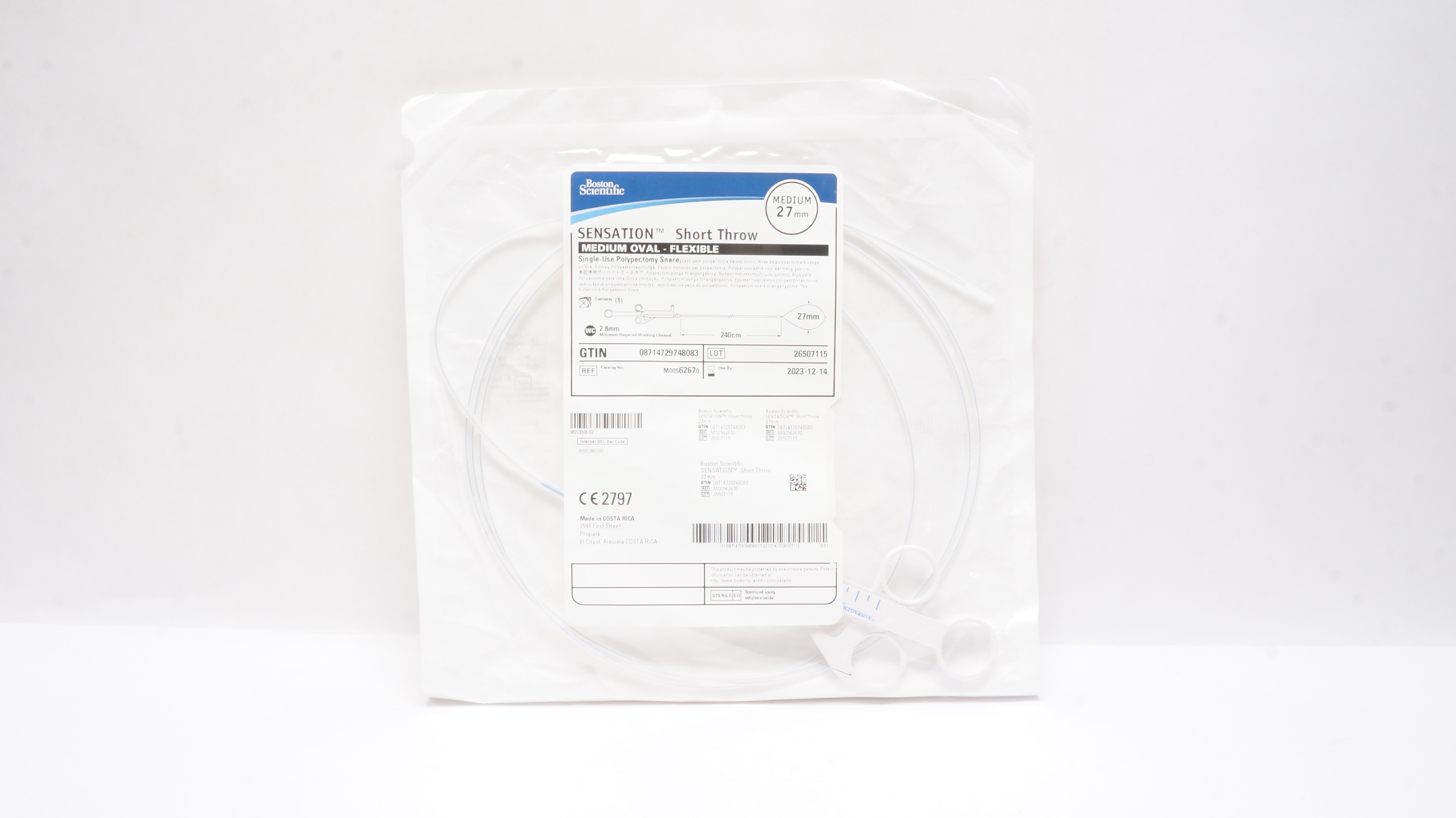 Boston Scientific M00562670 Sensation Short Throw Polypectomy Snare Medium 27mm