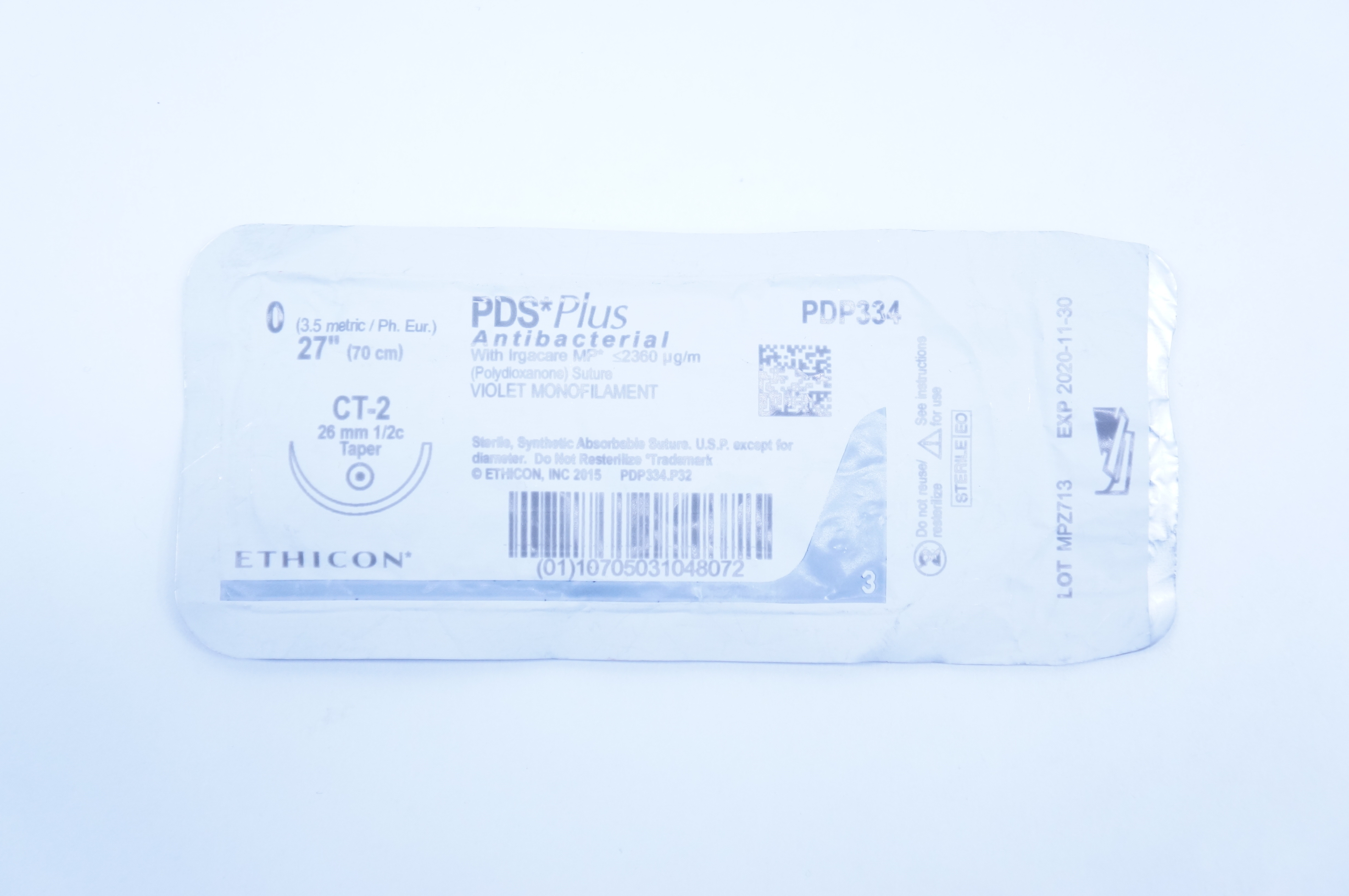 Ethicon PDP334 0 PDS Plus Antibacterial Stre. Violet Monofilament 27inch