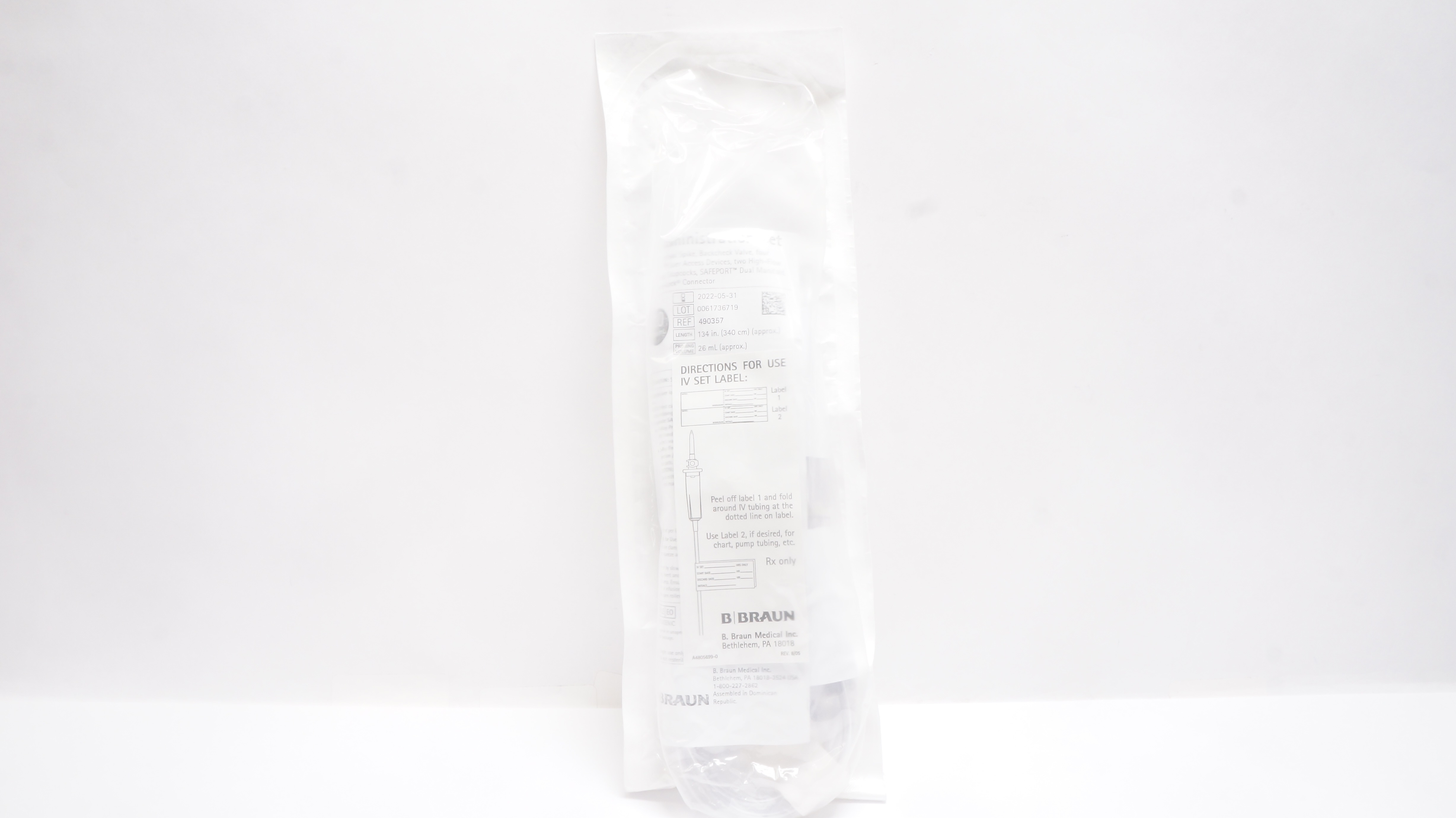 Braun 490357 IV Administration Set, 10 Drops/mL 26 mL x 134 inch (Approx.) (x)