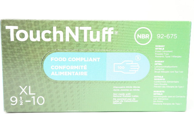Ansell 92-675 TouchNTuff Nitrile Gloves XL - Box of 100