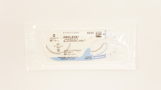 Ethicon 8434 0 Prolene Stre Blue Monofilament CT 40mm 1/2c Taper, 30inch