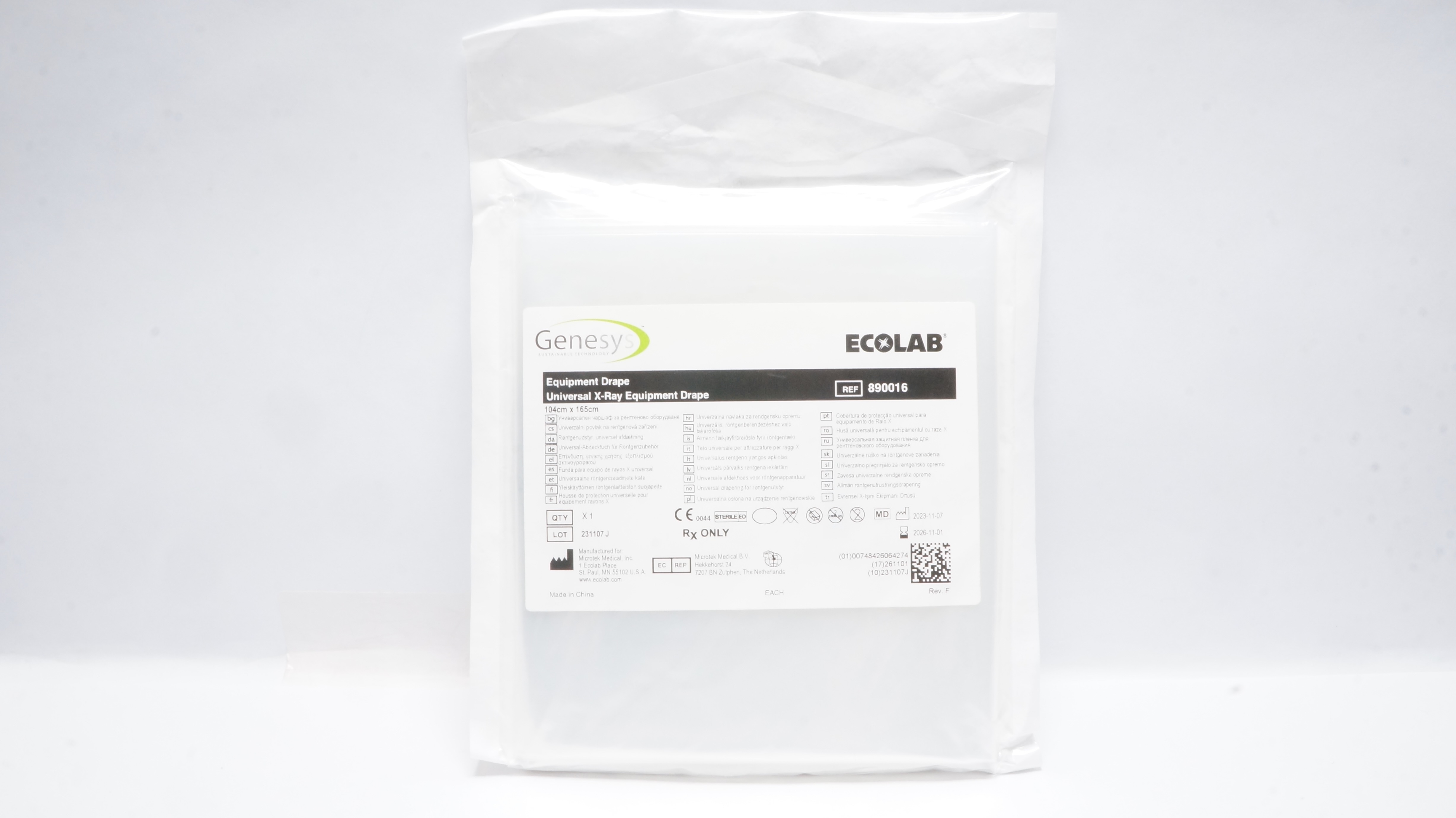Microtek 890016 Genesys Universal X-Ray Equipment Drape, 41inch x 65inch
