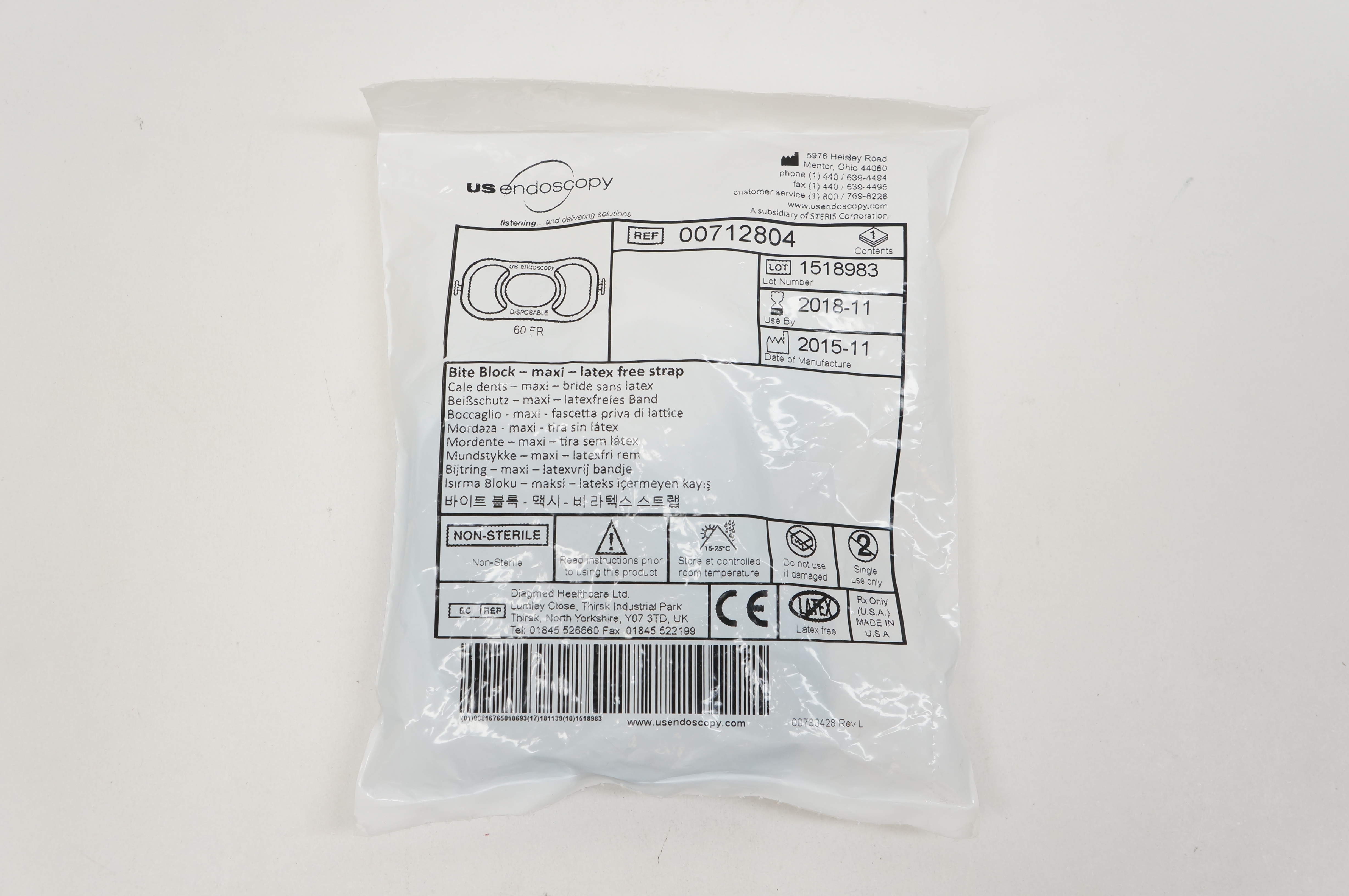 US Endoscopy 00712804 Bite Block - Maxi - Latex Free Strap 60Fr. (x)