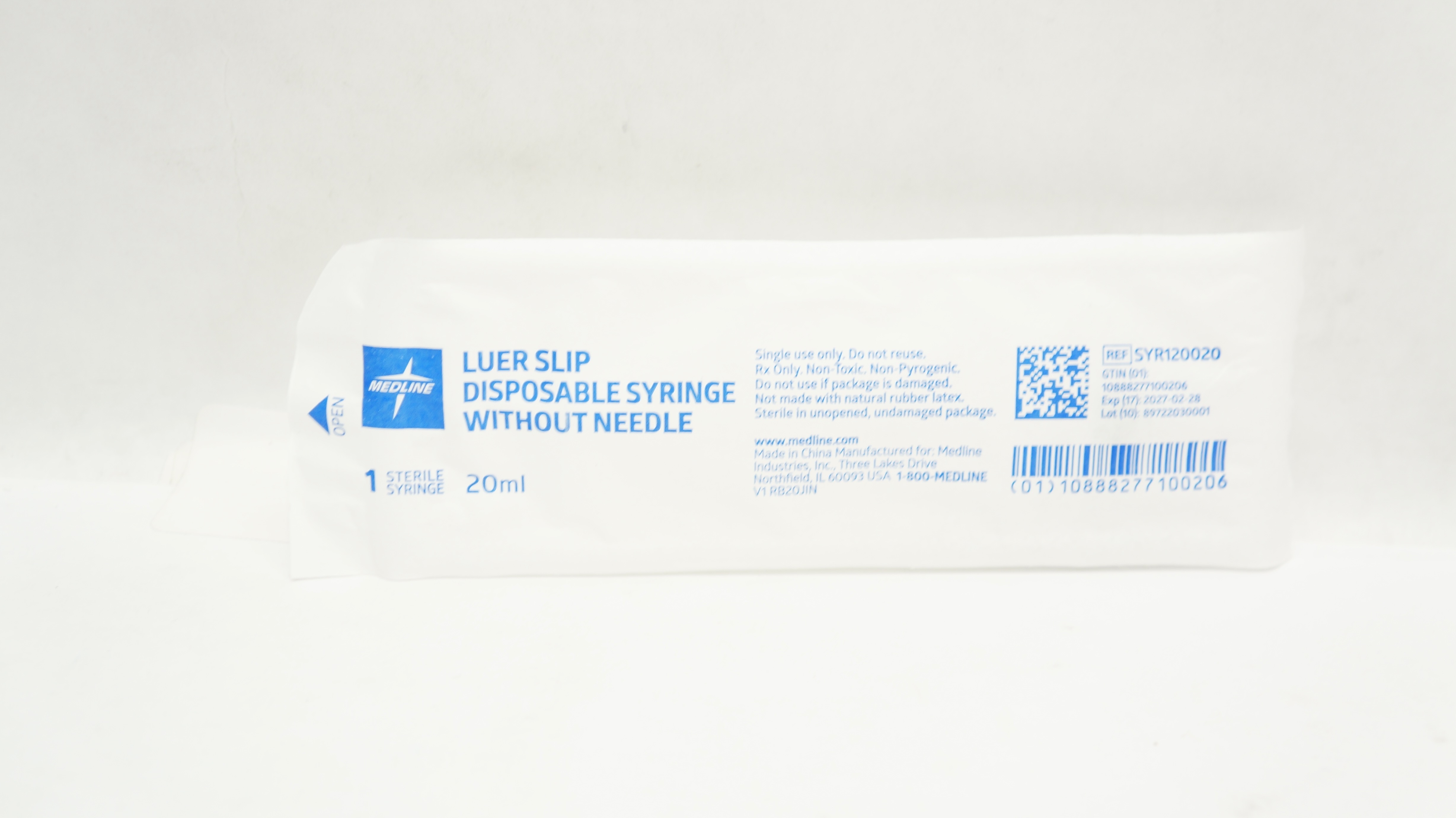 Medline SYR120020 Luer Slip Disposable Syringe Without Ndle 20ml