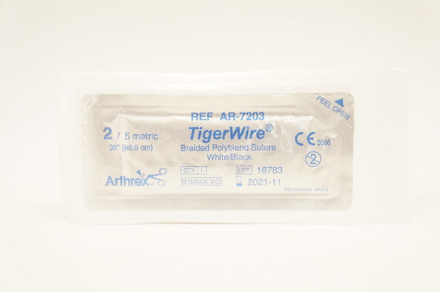 Arthrex AR-7203 2 TigerWire 38'' Braided Polyblend Suture White/Black (x)