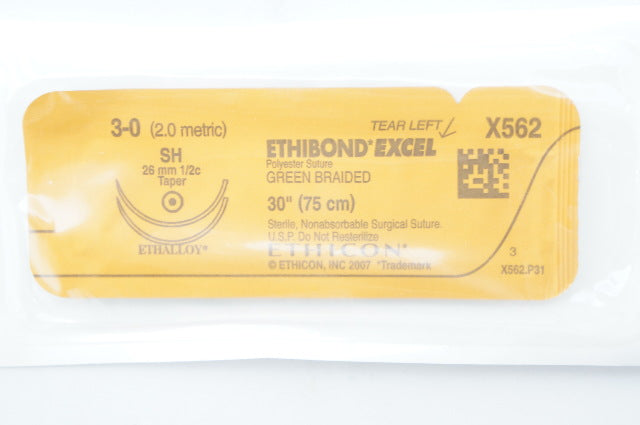 Ethicon X562 3-0 Ethibond Excel Polyester Stre SH 26mm 1/2c Taper, 30inch (x)
