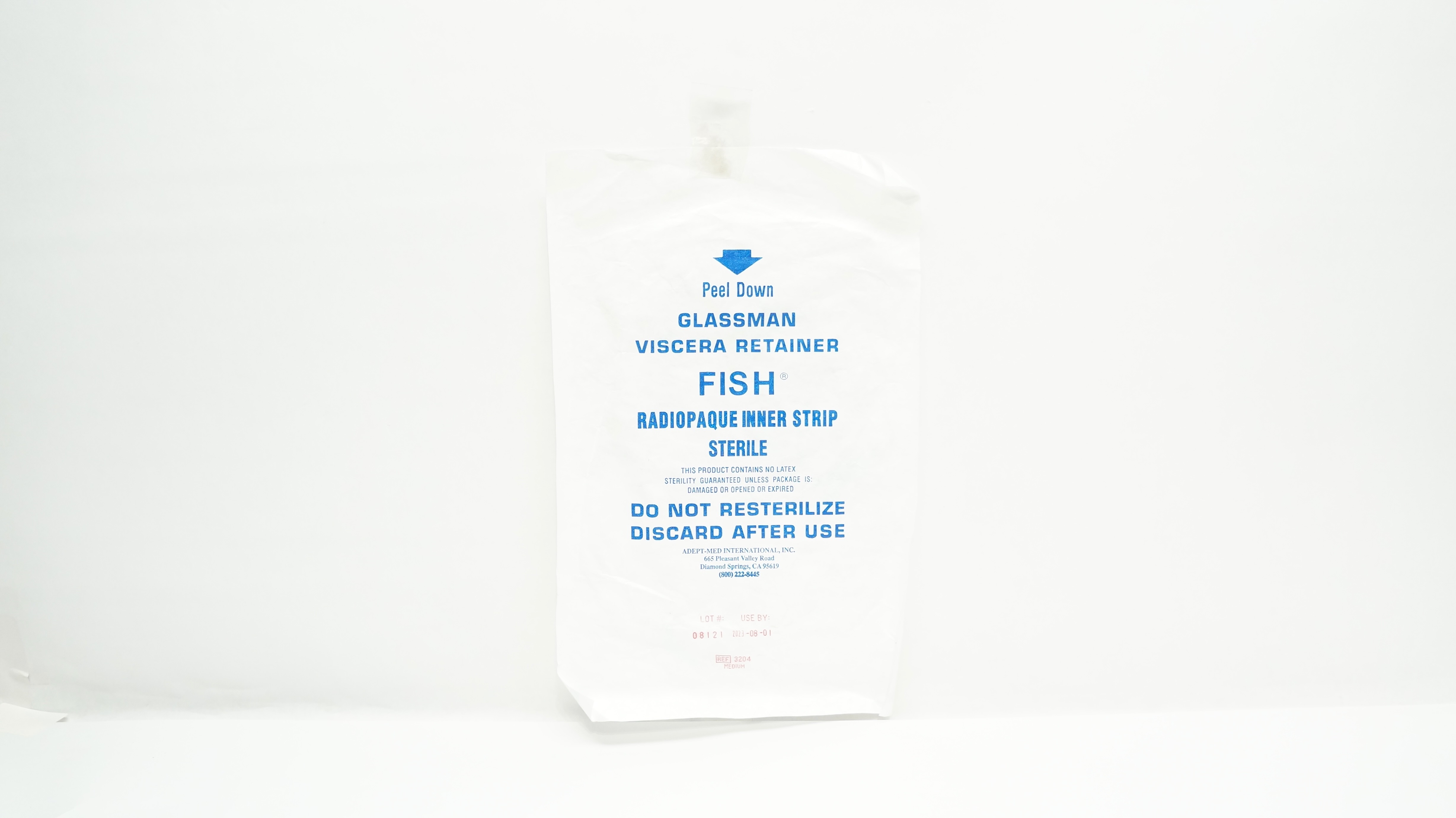 Adept-Med 3204 Glassman Viscera Retainer Fish Radiopaque Inner Strip, Medium (x)