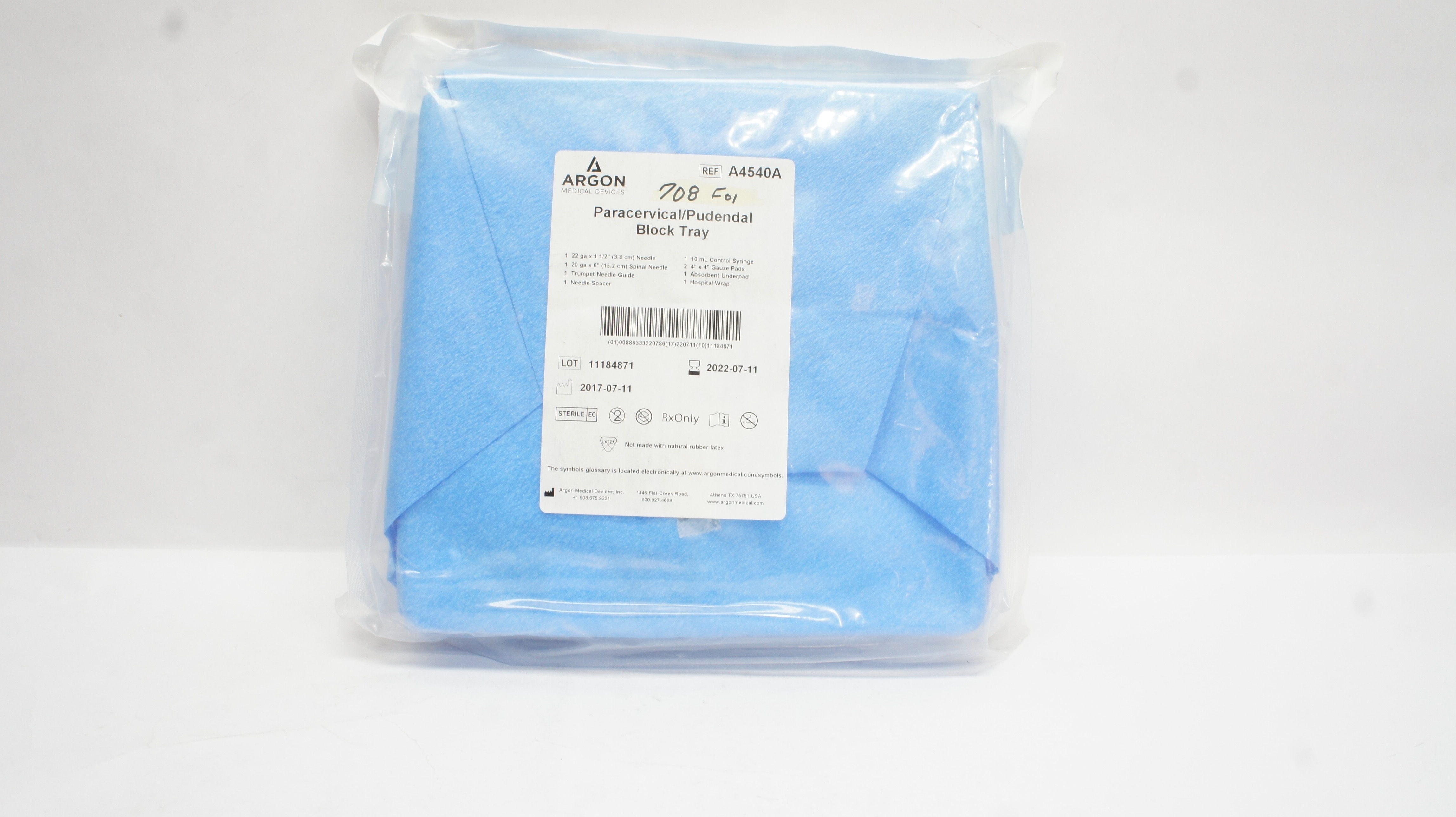 Argon A4540A Paracervical/Pudendal Block Tray (x)
