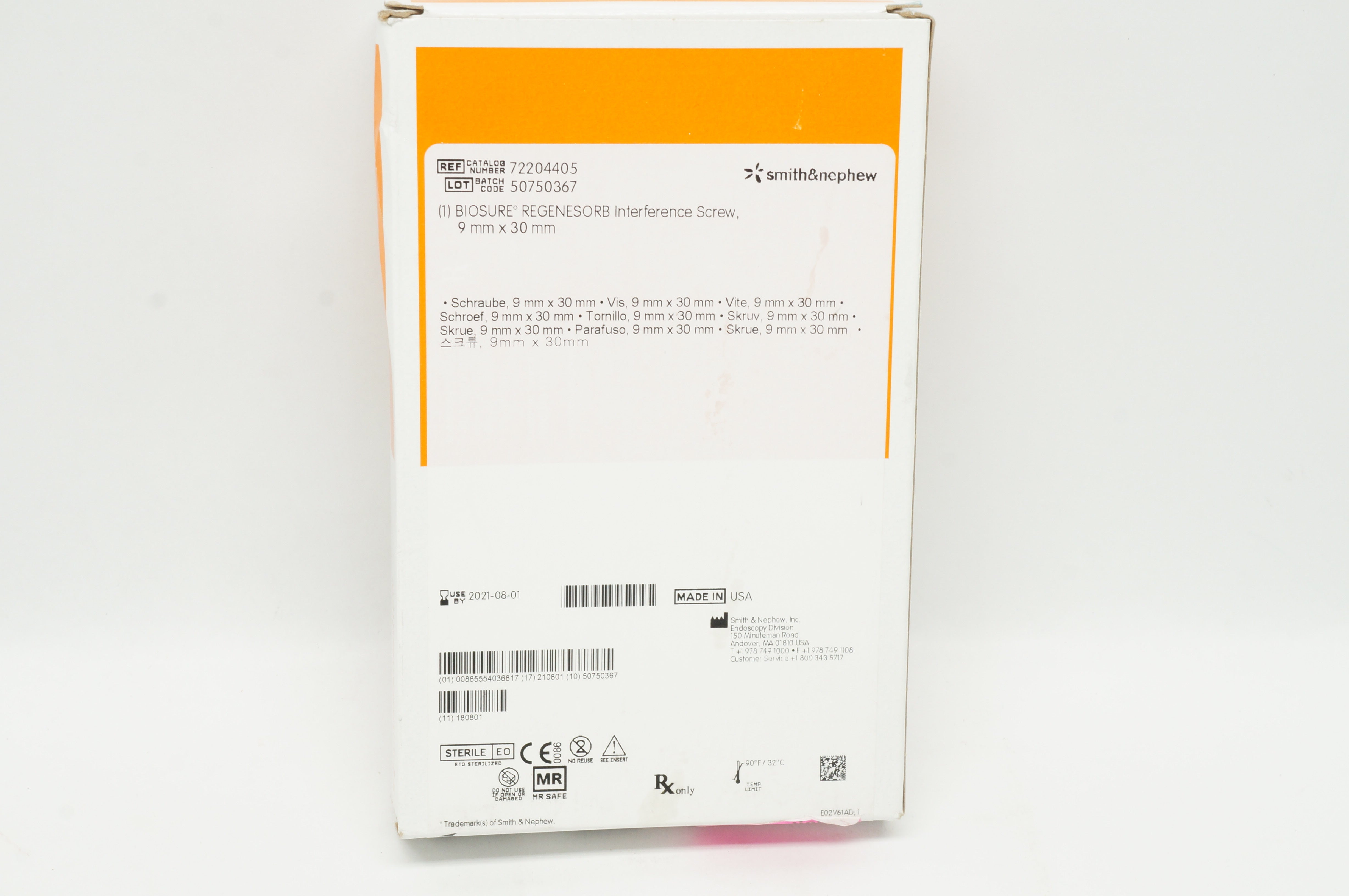 Smith&nephew 72204405 Biosure Regensorb Interference Screw 9 x 30mm (x)