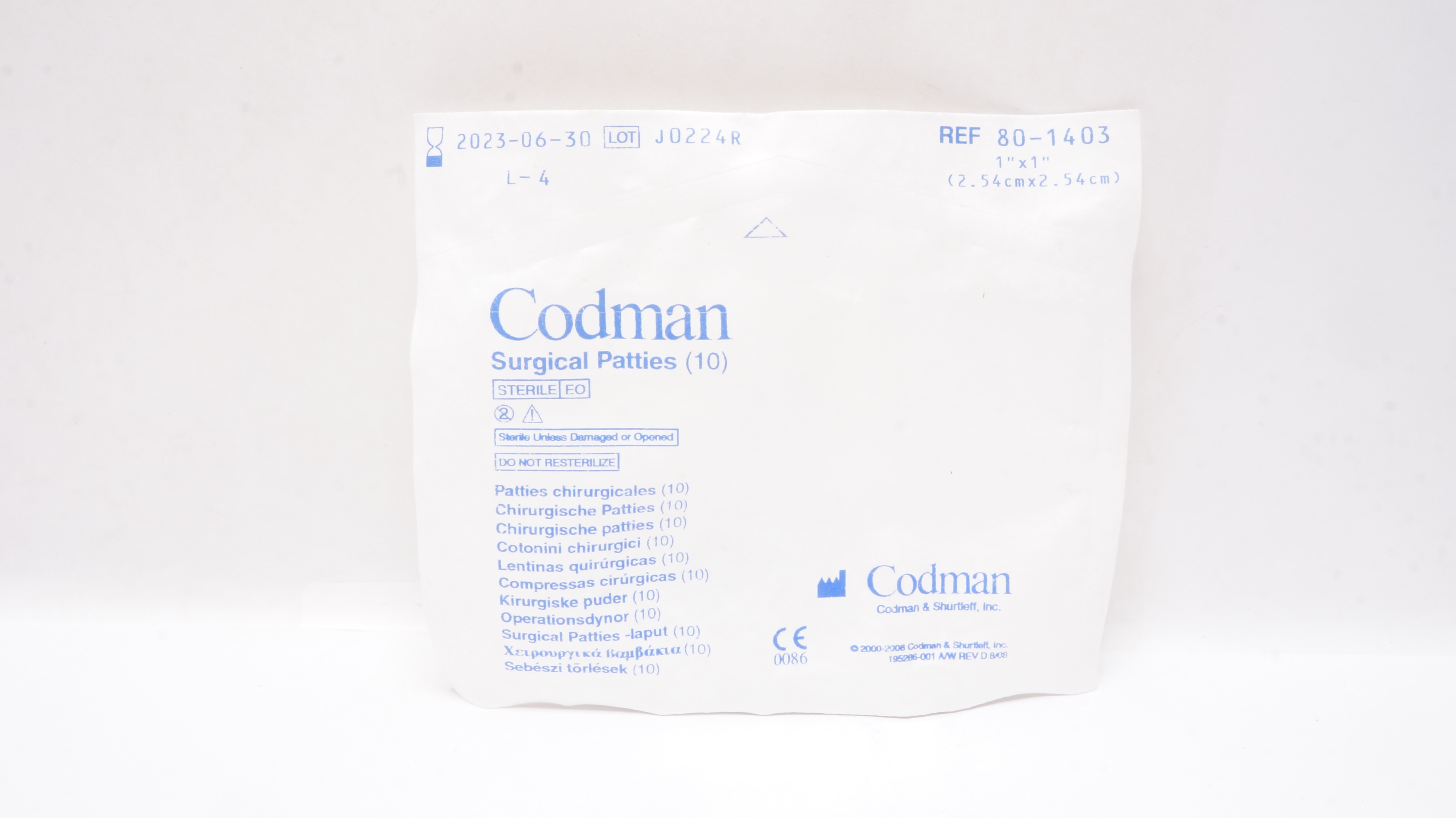 Codman 80-1403 Surgical Patties 1inch x 1inch (x) - Pack of 10