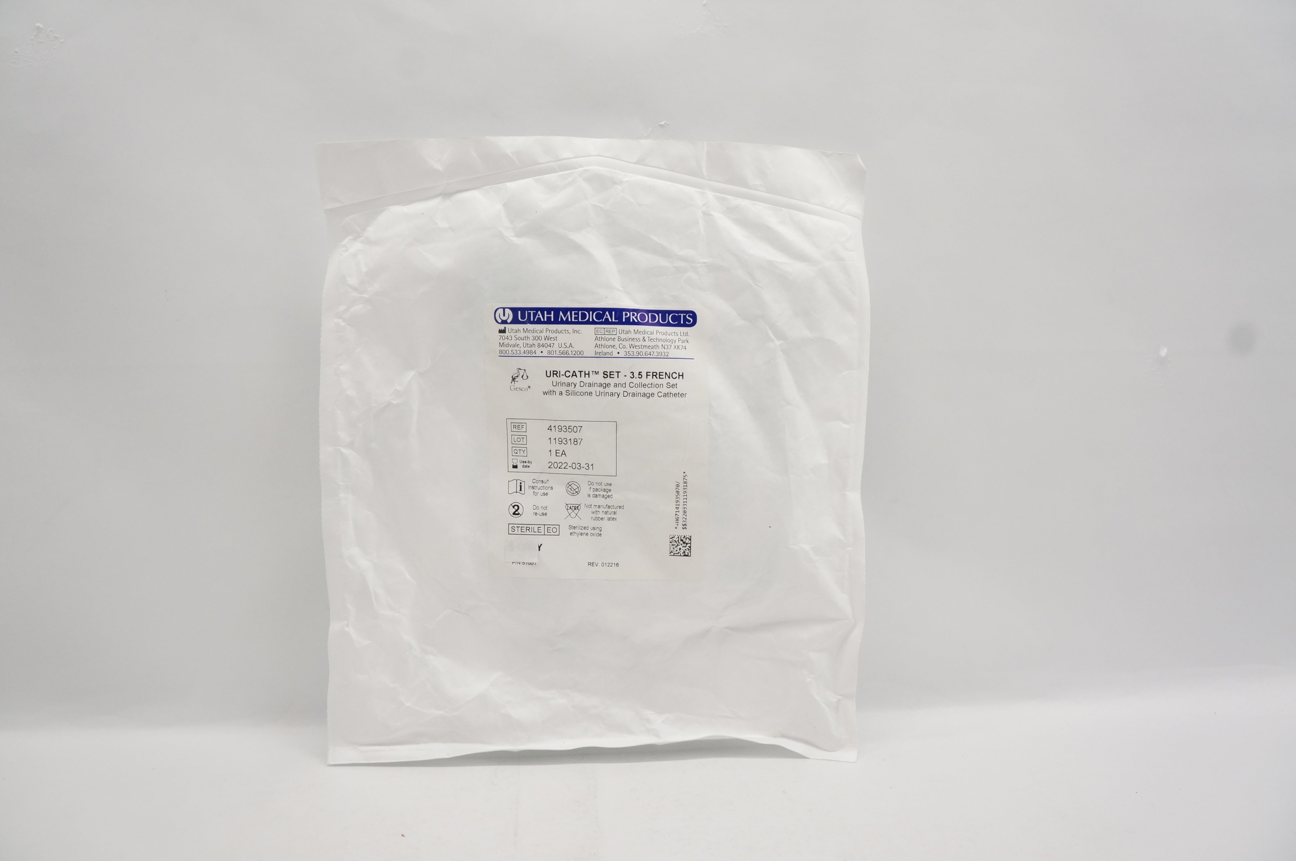 Utah Medical 4193507 URI-CATH Set - 3.5 Fr Urinary Drainage & Collection Set