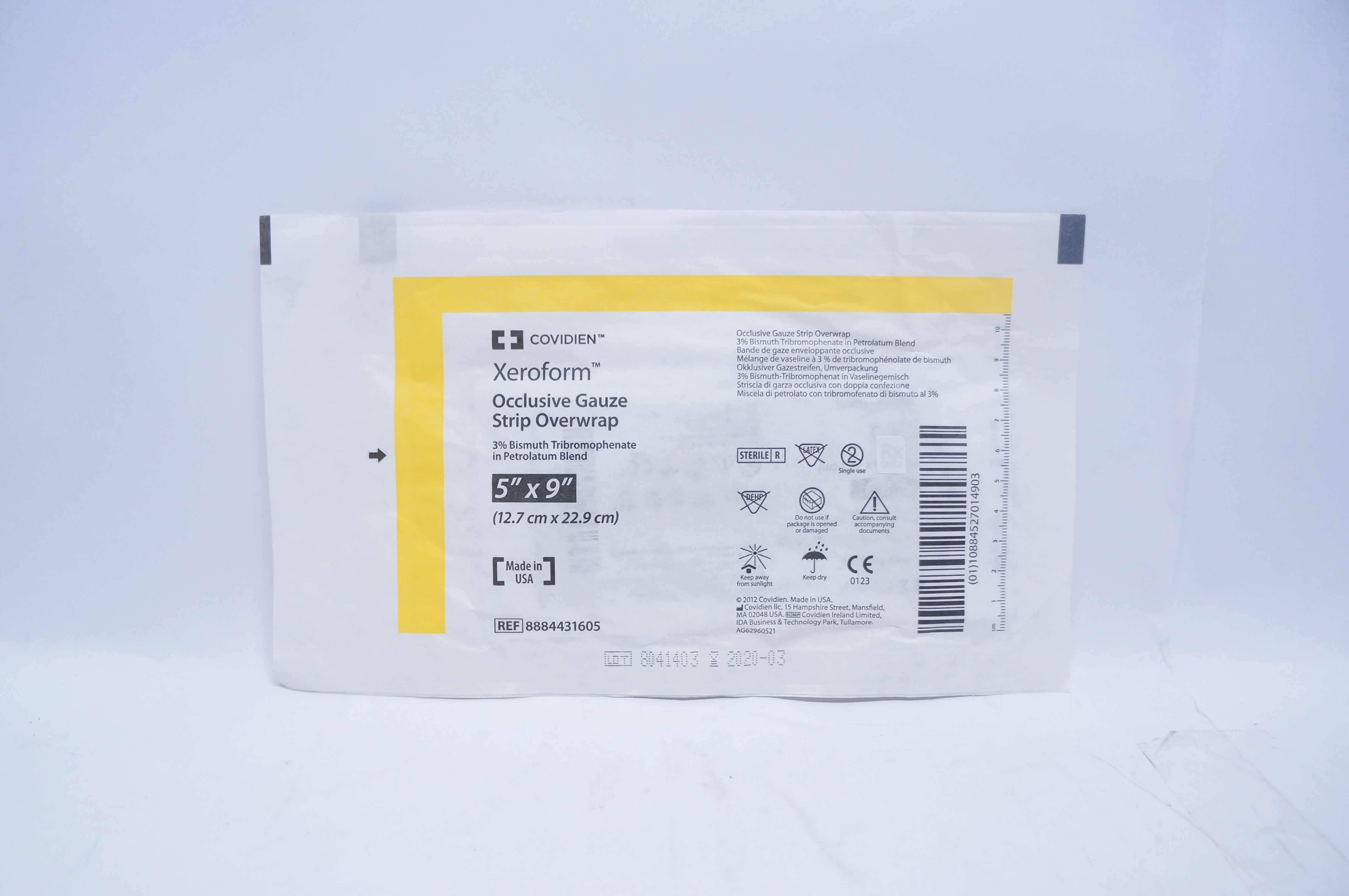Covidien 8884431605 Xeroform Occlusive Gauze Strip Overwrap 5 x 9inch