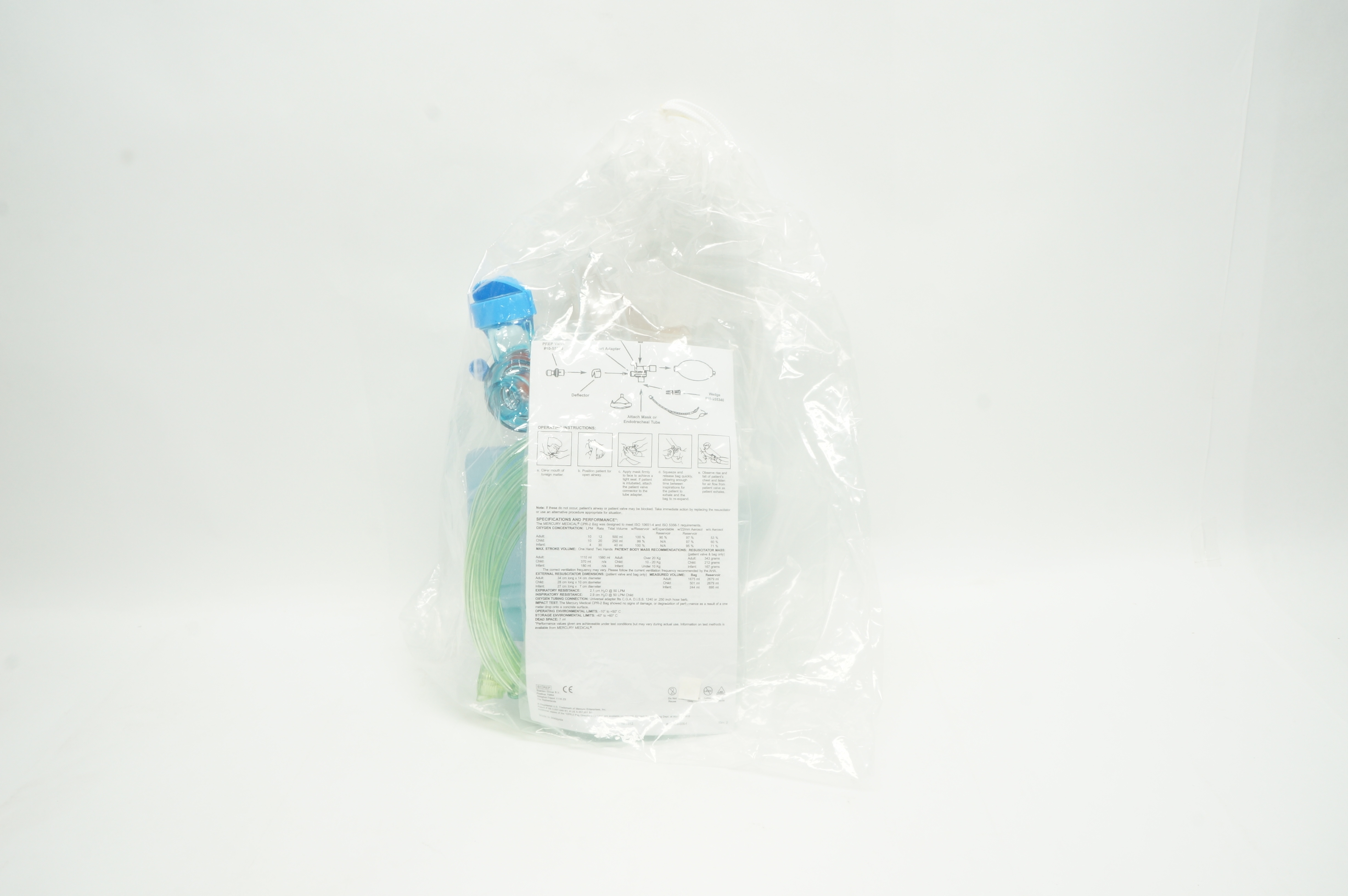 Mercury 10-56002 Adult CPR-2 Bag Disposable Manual Resuscitator