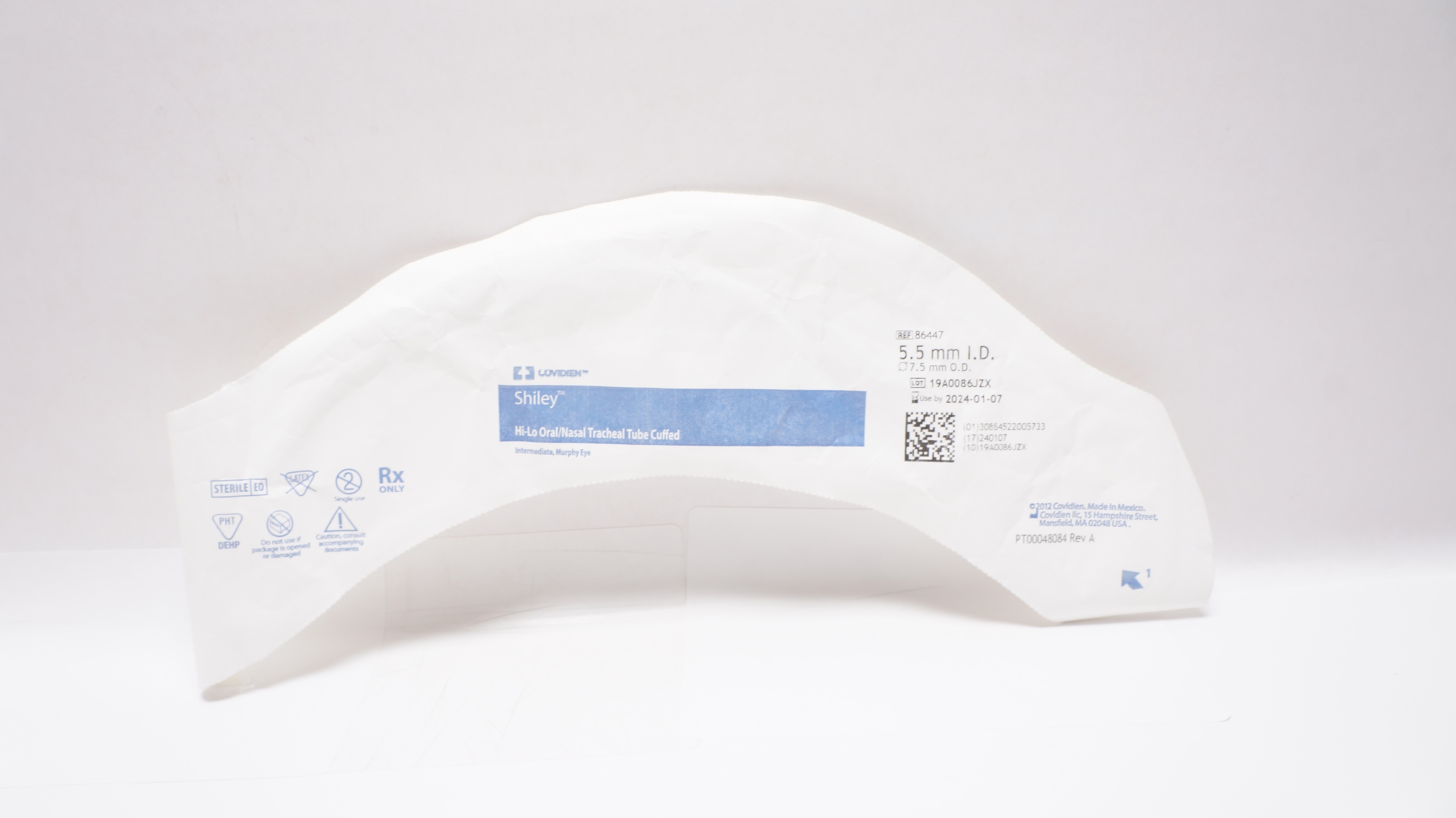 Covidien 86447 Shiley Hi-Lo Oral/Nasal Tracheal Tube Cuffed 7.5 OD x 5.5mm ID(x)