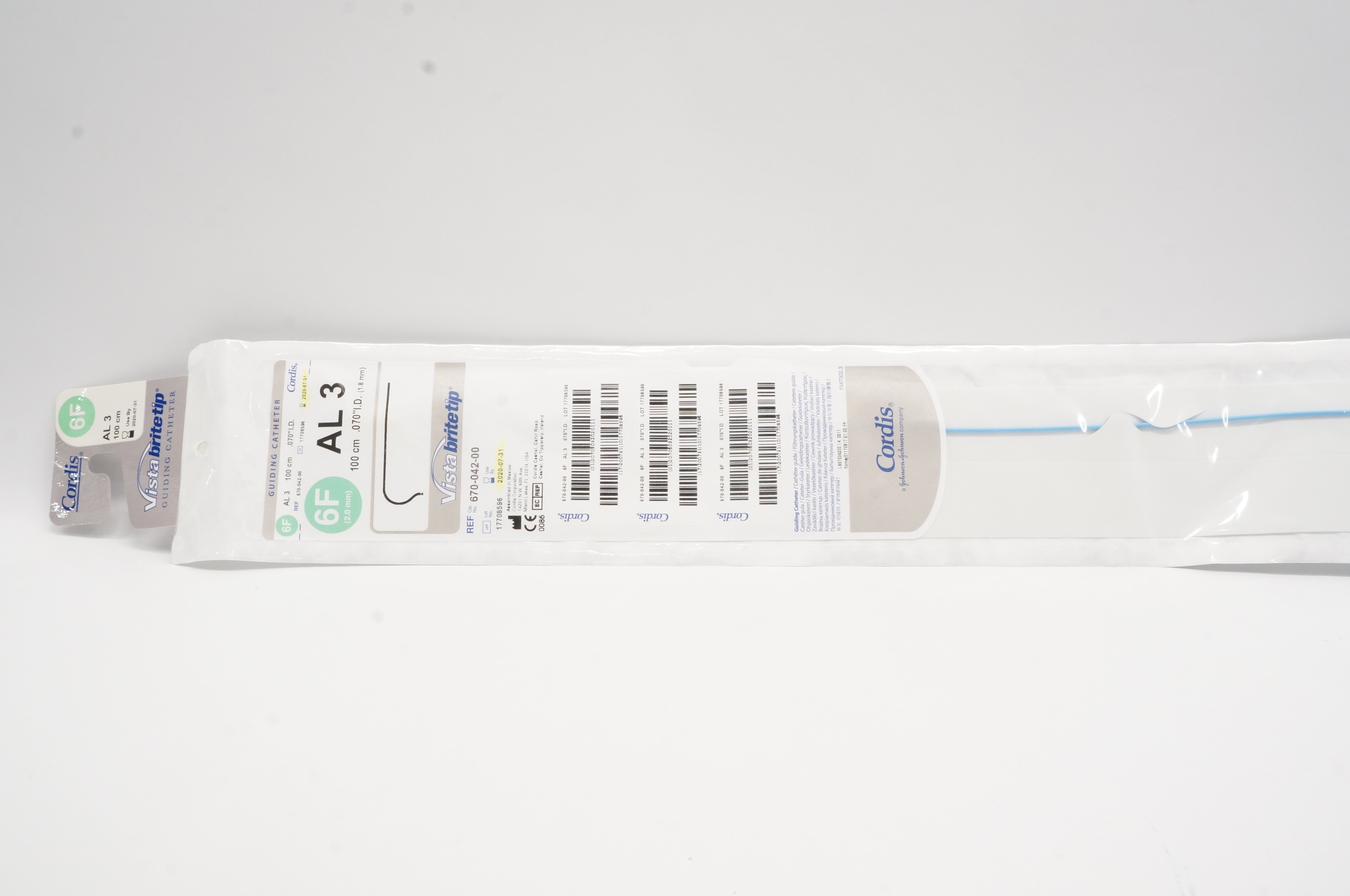 Cordis 670-042-00 Guiding Catheter AL 3 6F x 100cm x .070inch (x)