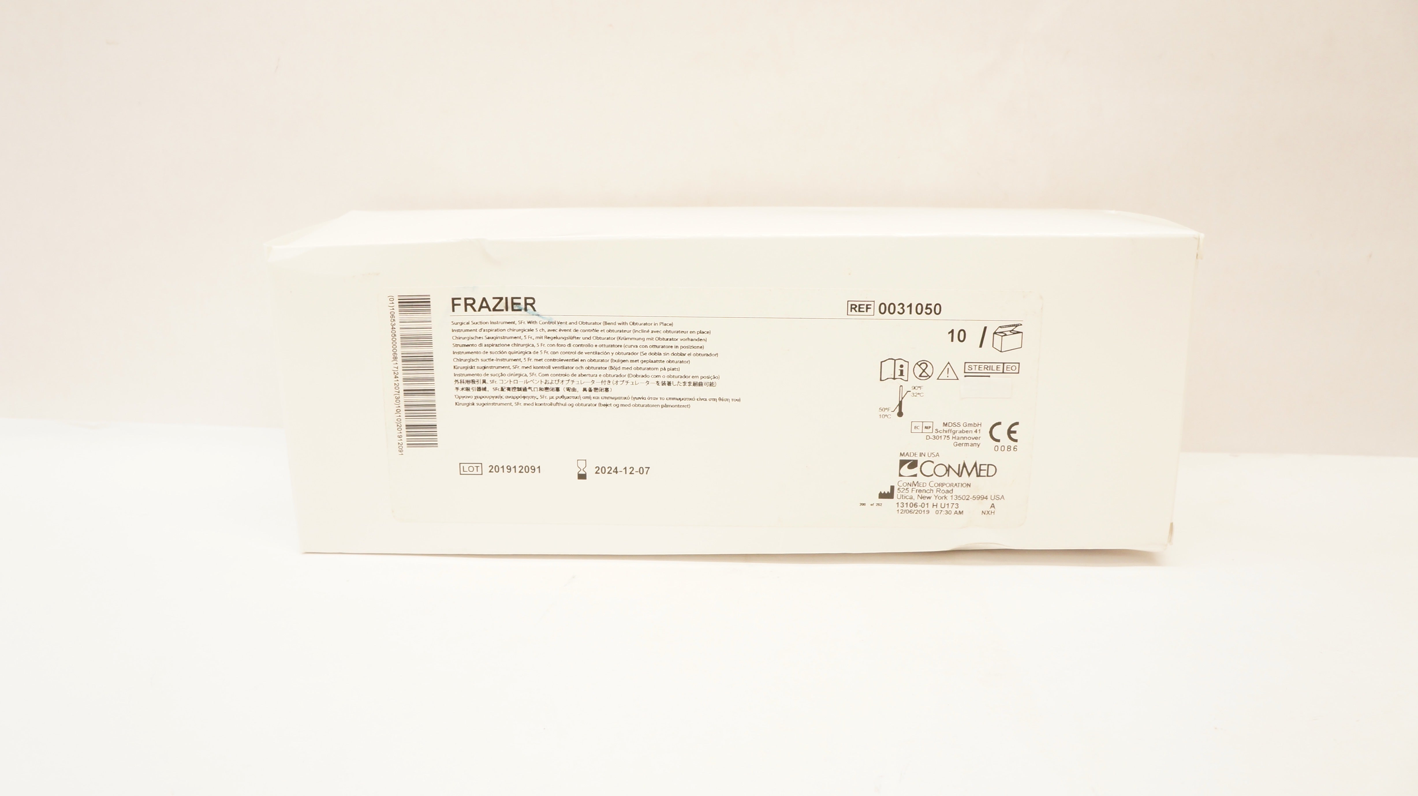 ConMed 0031050 FRAZIER Surgical Suction Instrument, 5Fr. - Box of 10