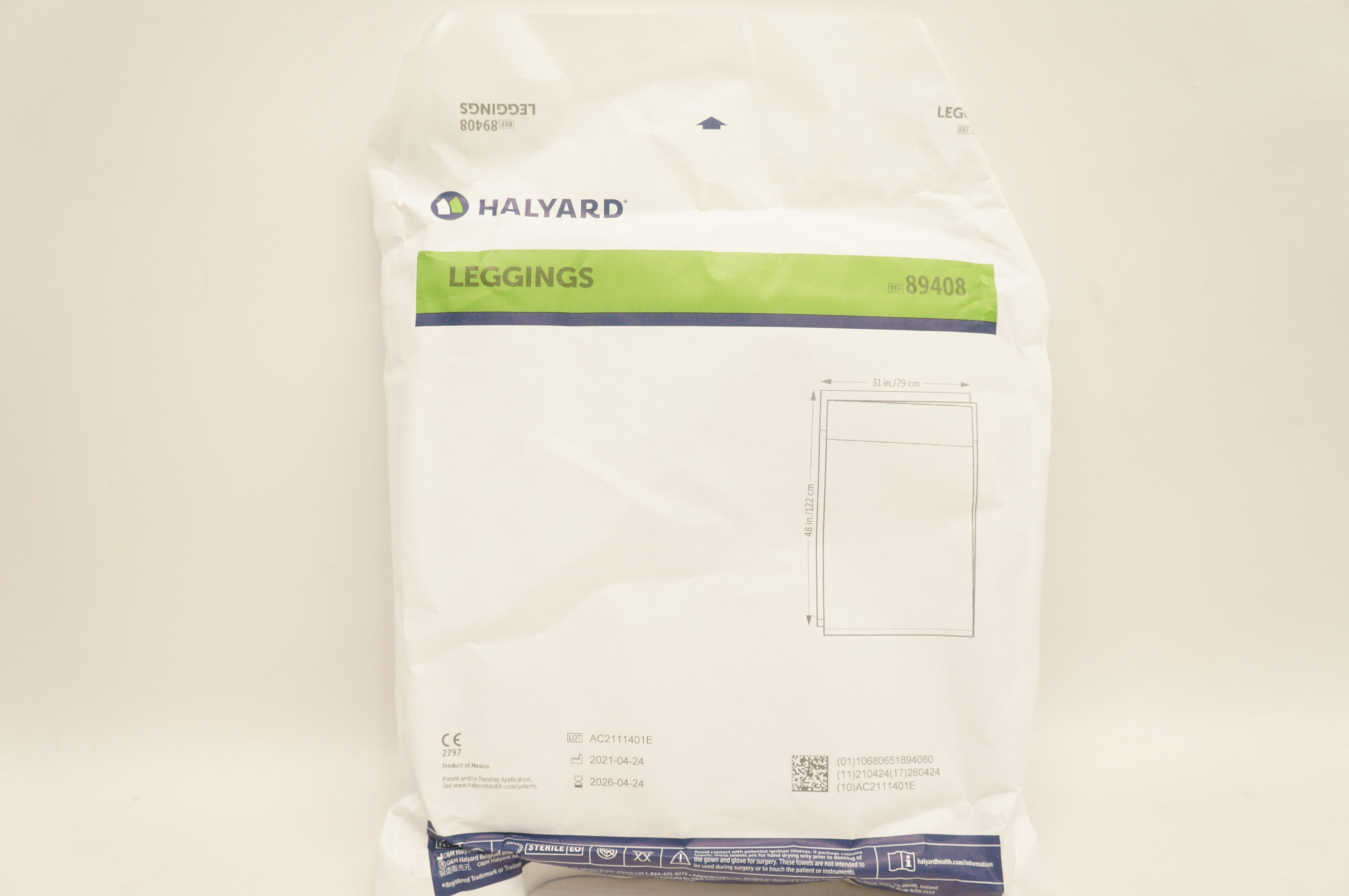 Halyard 89408 Leggings 31inch x 48inch