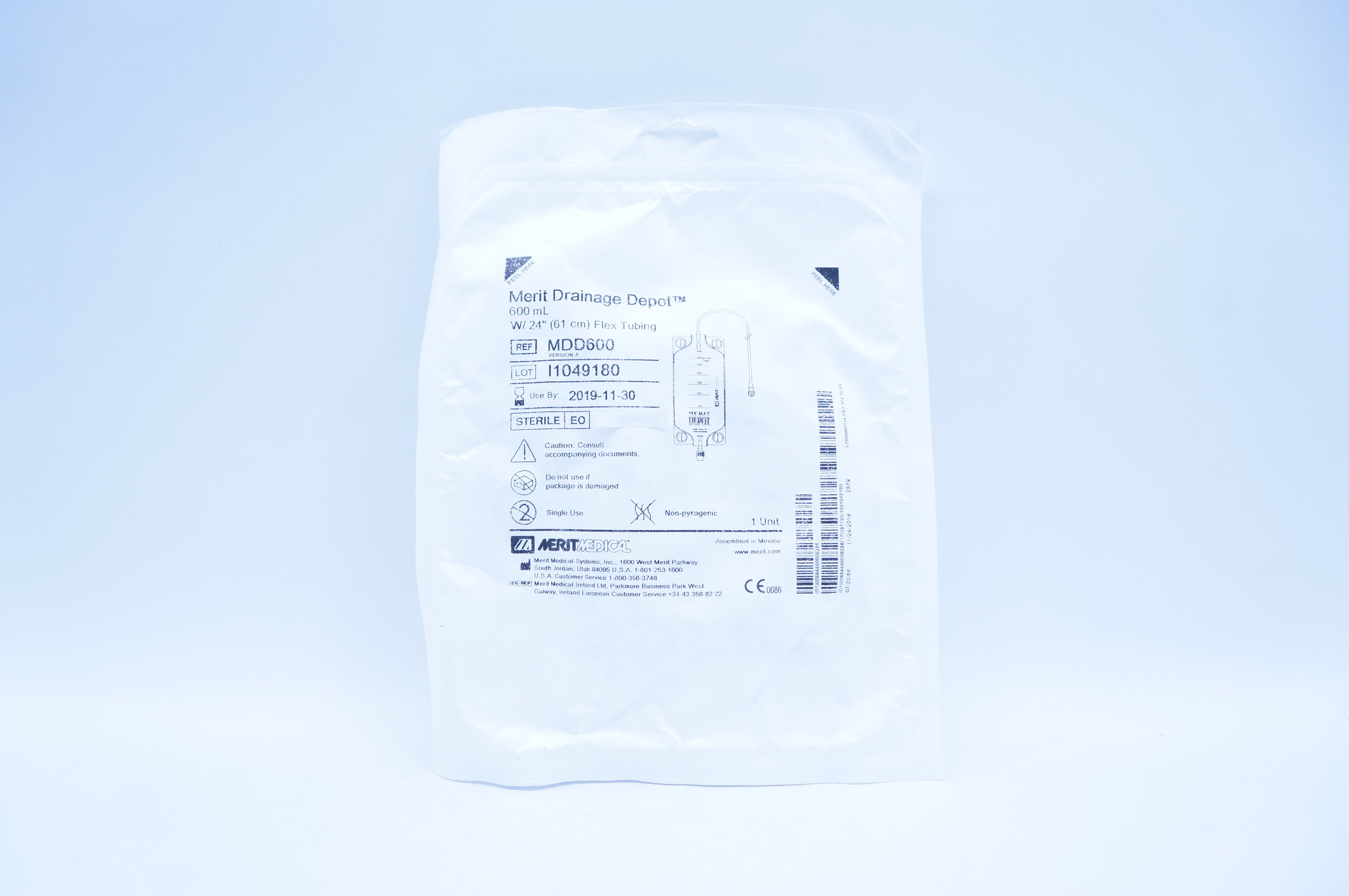 Merit Medical MDD600 Drainage Depot 600mL Flax Tubing With 24inch (x)