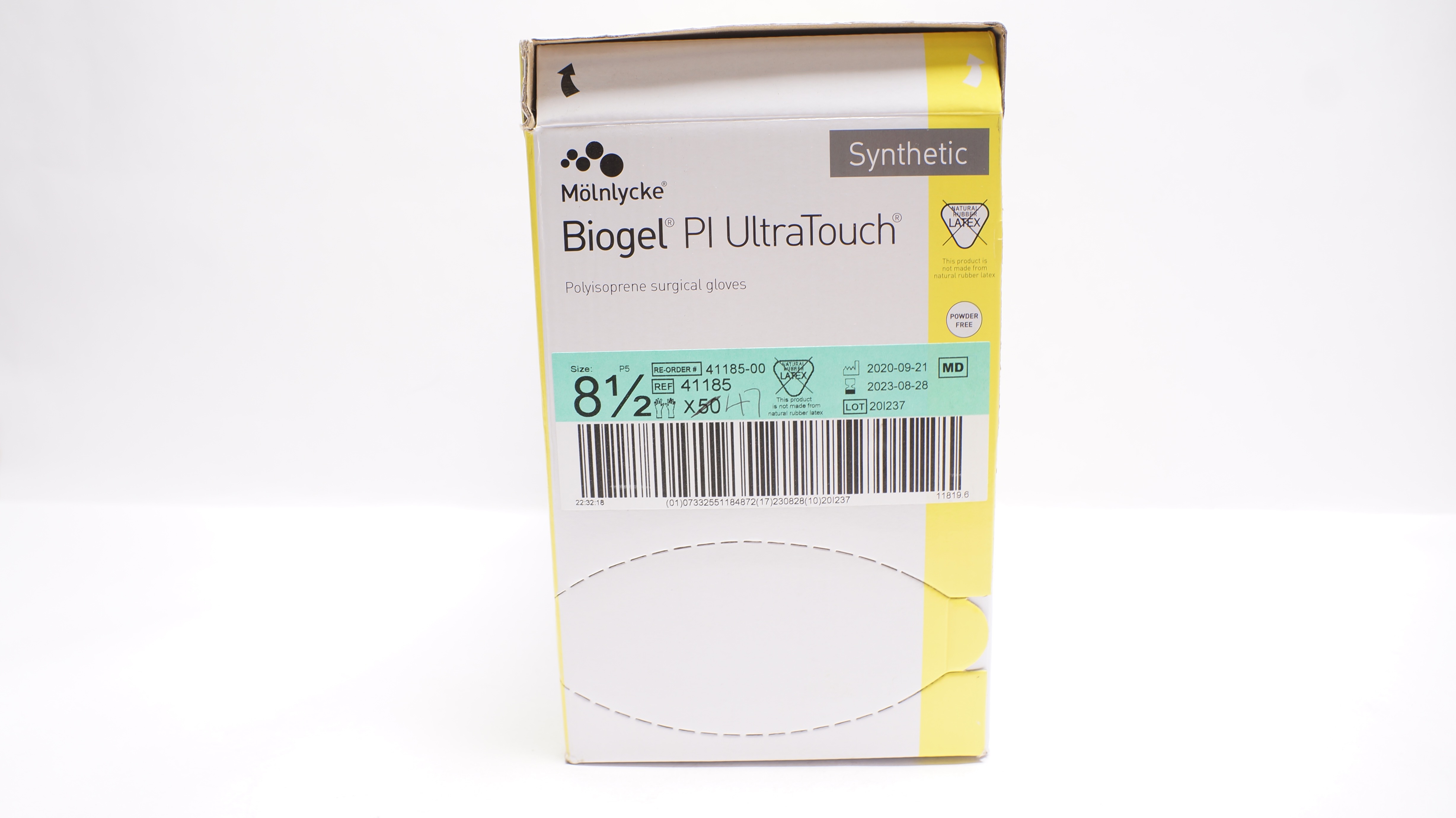 Molnlycke HealthCare 41185 Biogel PI Surgical Gloves, Size 8-1/2 - Box of 50
