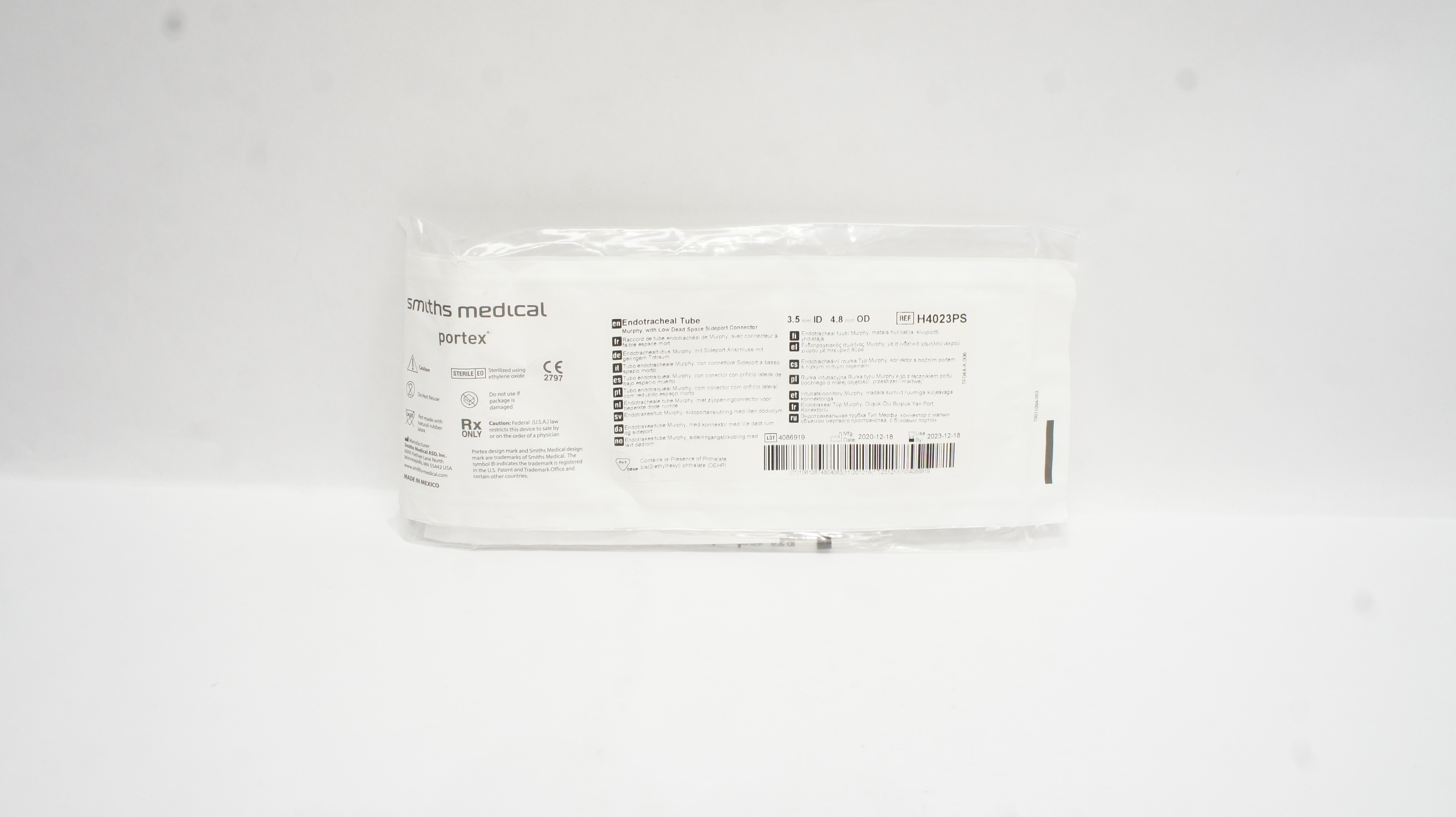 Smiths Medical H4023PS Portex Endotracheal Tube 3.5mm ID x 4.8mm OD (x)