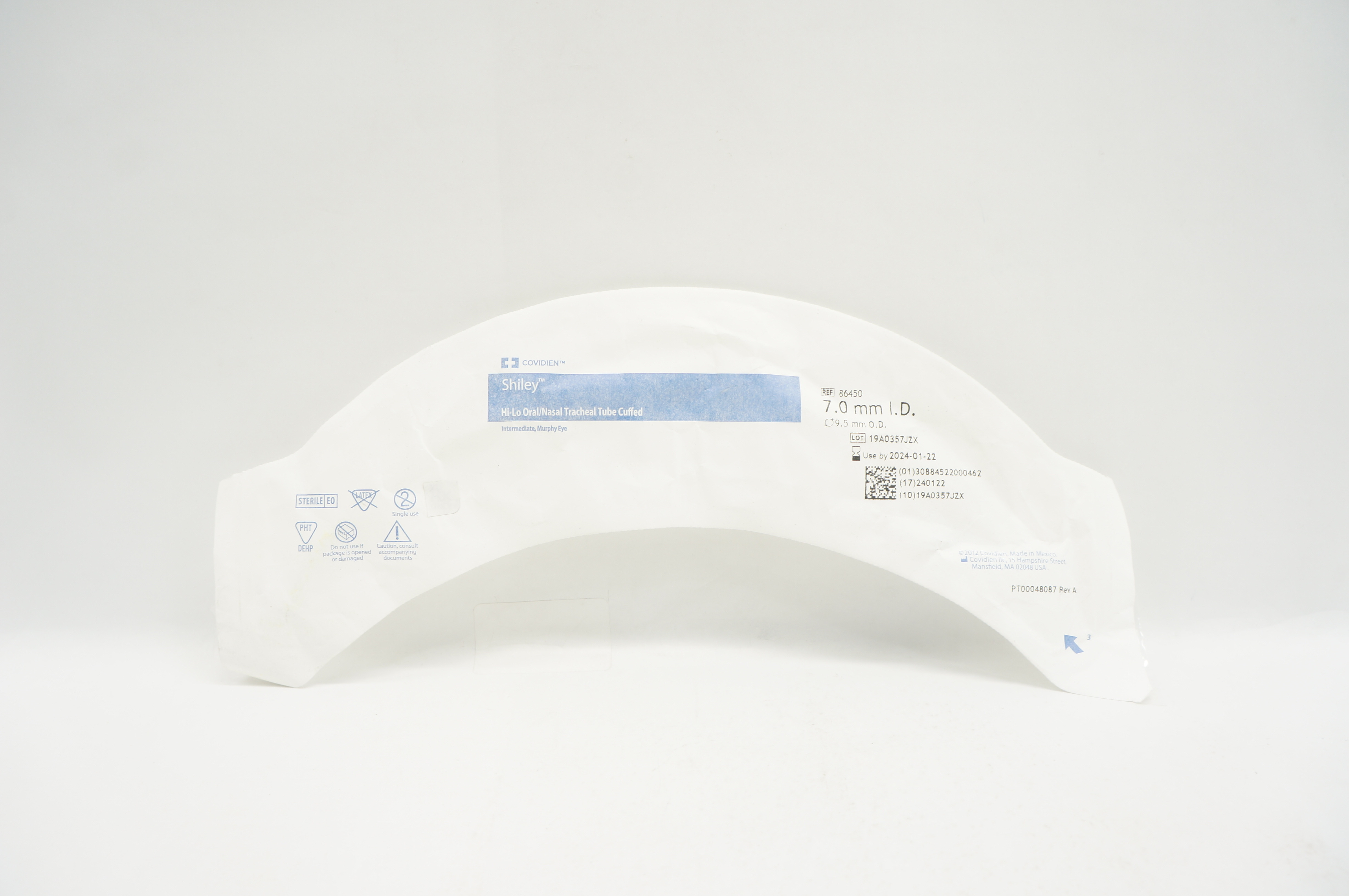 Covidien 86450 Shiley Hi-Lo Oral/Nasal Tracheal Tube 7mm x 9.5mm