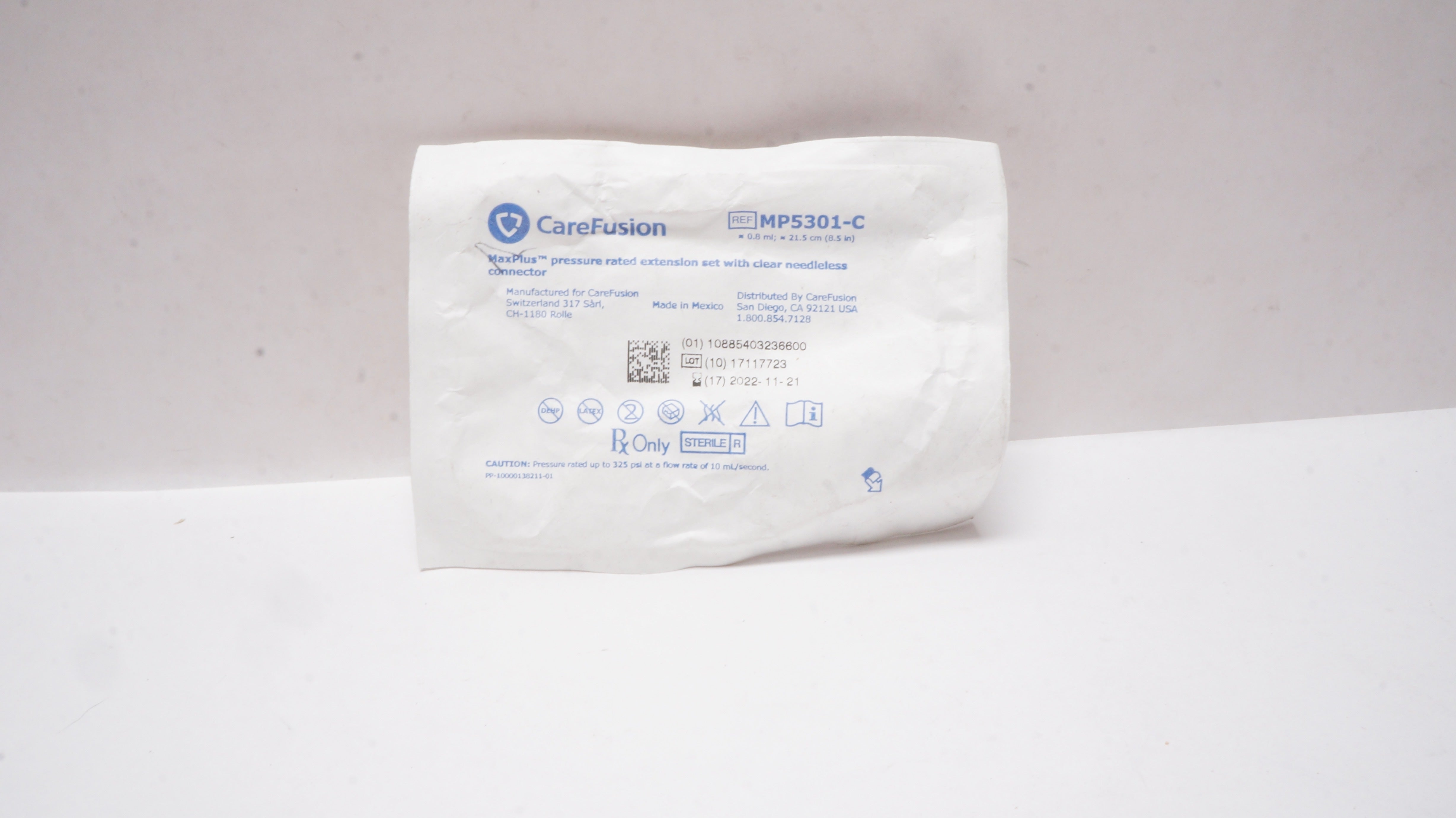 CareFusion MP5301-C MaxPlus Pressure Rated Extension Set 8.5inch x 0.8ml (x)