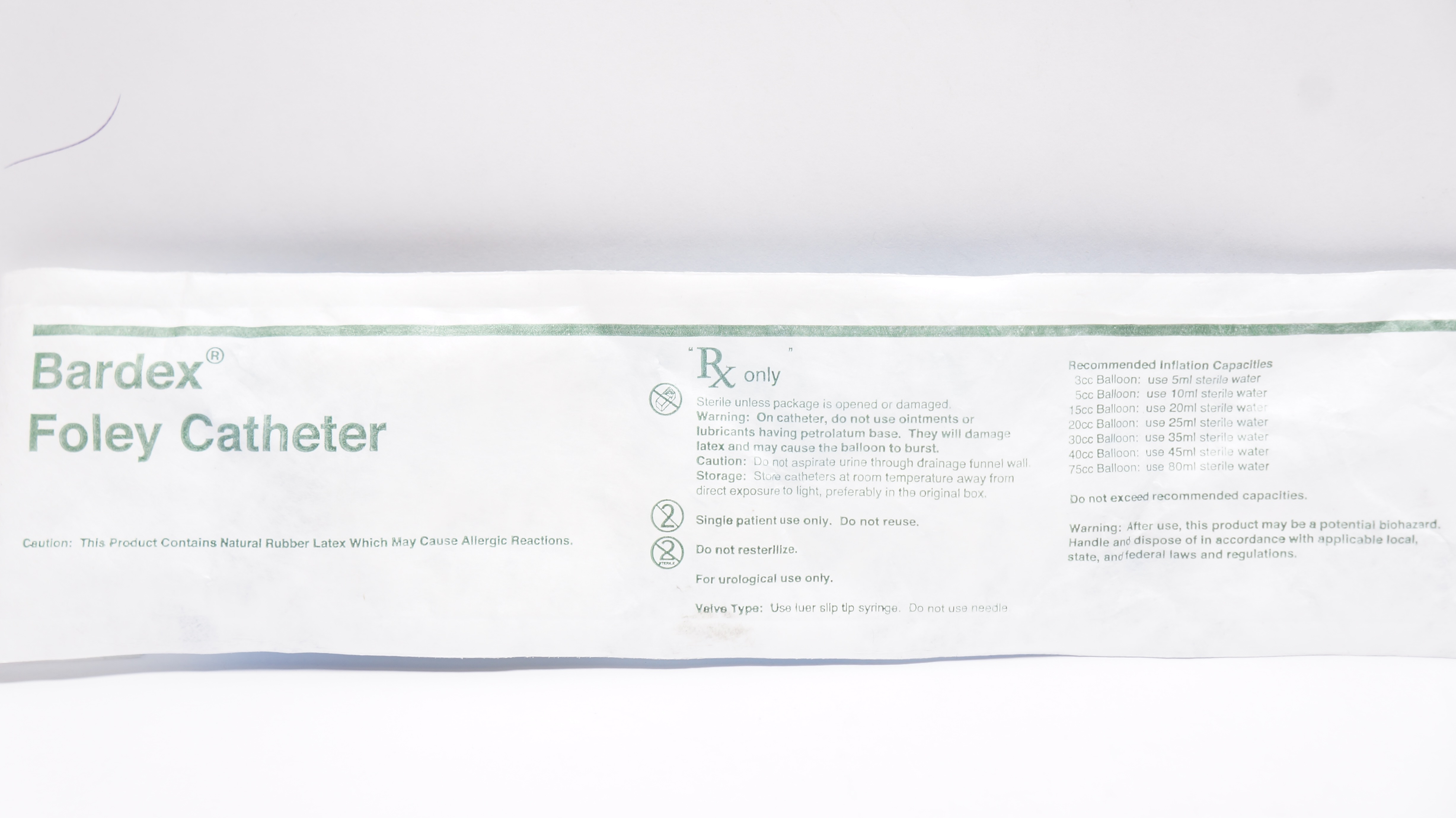 Bard 2557H22 Bardex Foley Cath. 22Fr 30cc Ribbed Balloon Hematuria Coude