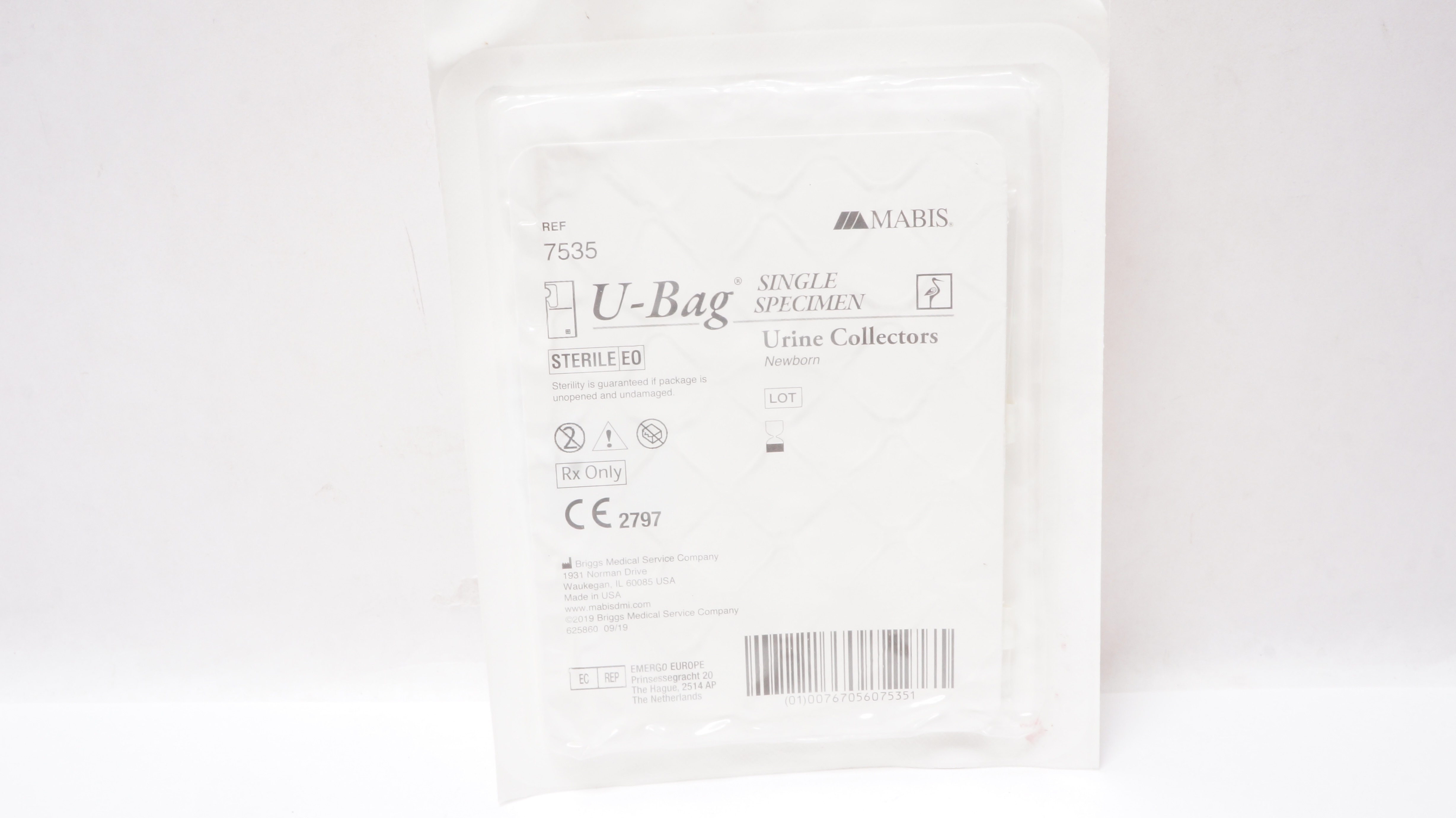 Briggs 7535 Mabis Healthcare U-Bag Single Specimen Urine Collectors, Newborn