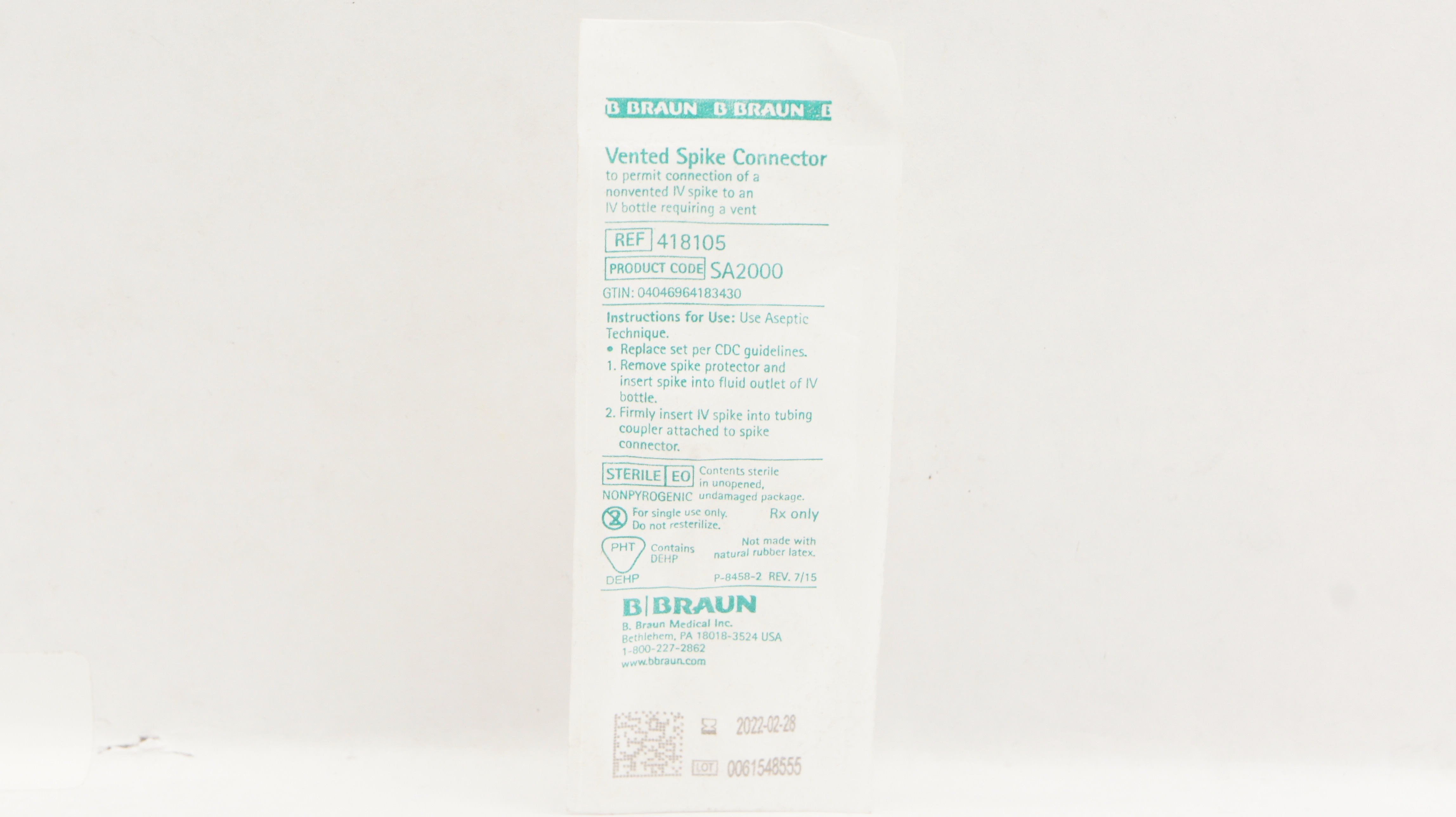 B. Braun 418105 Vented Spike Connector (x)
