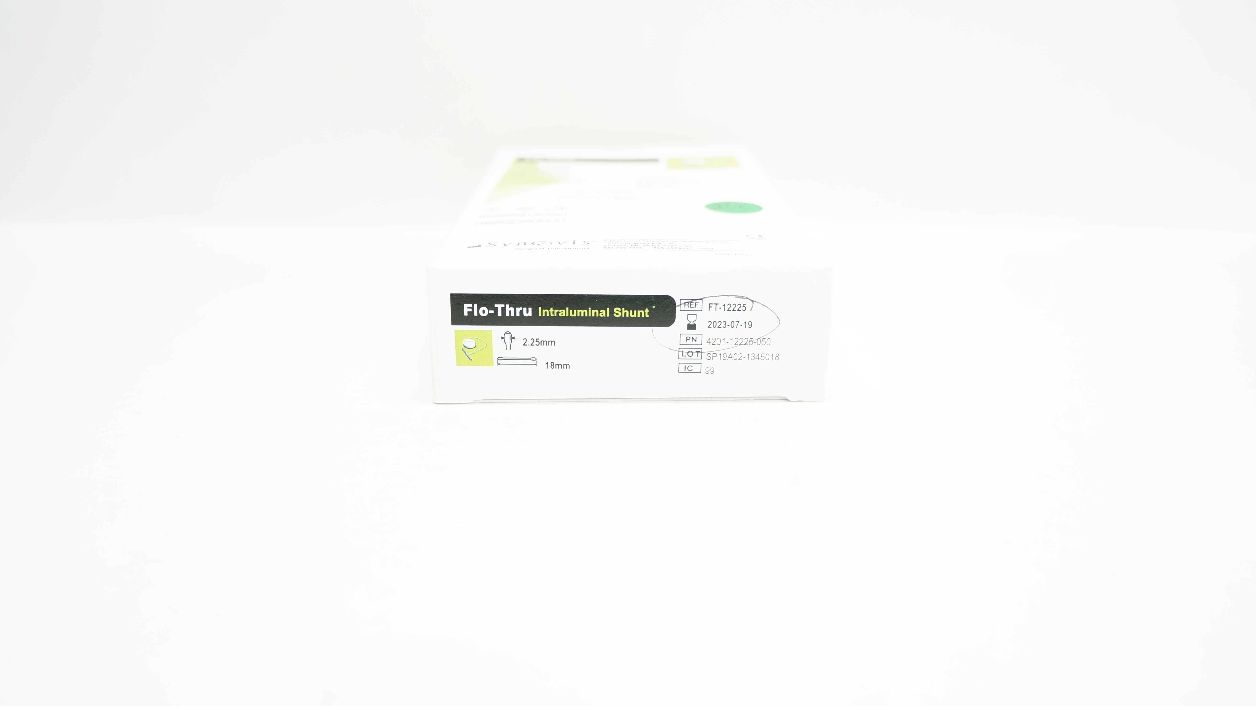 Synovis FT-12225 Flo-Thru Intraluminal Shunt 2.25mm x 18mm (x) - Box of 5