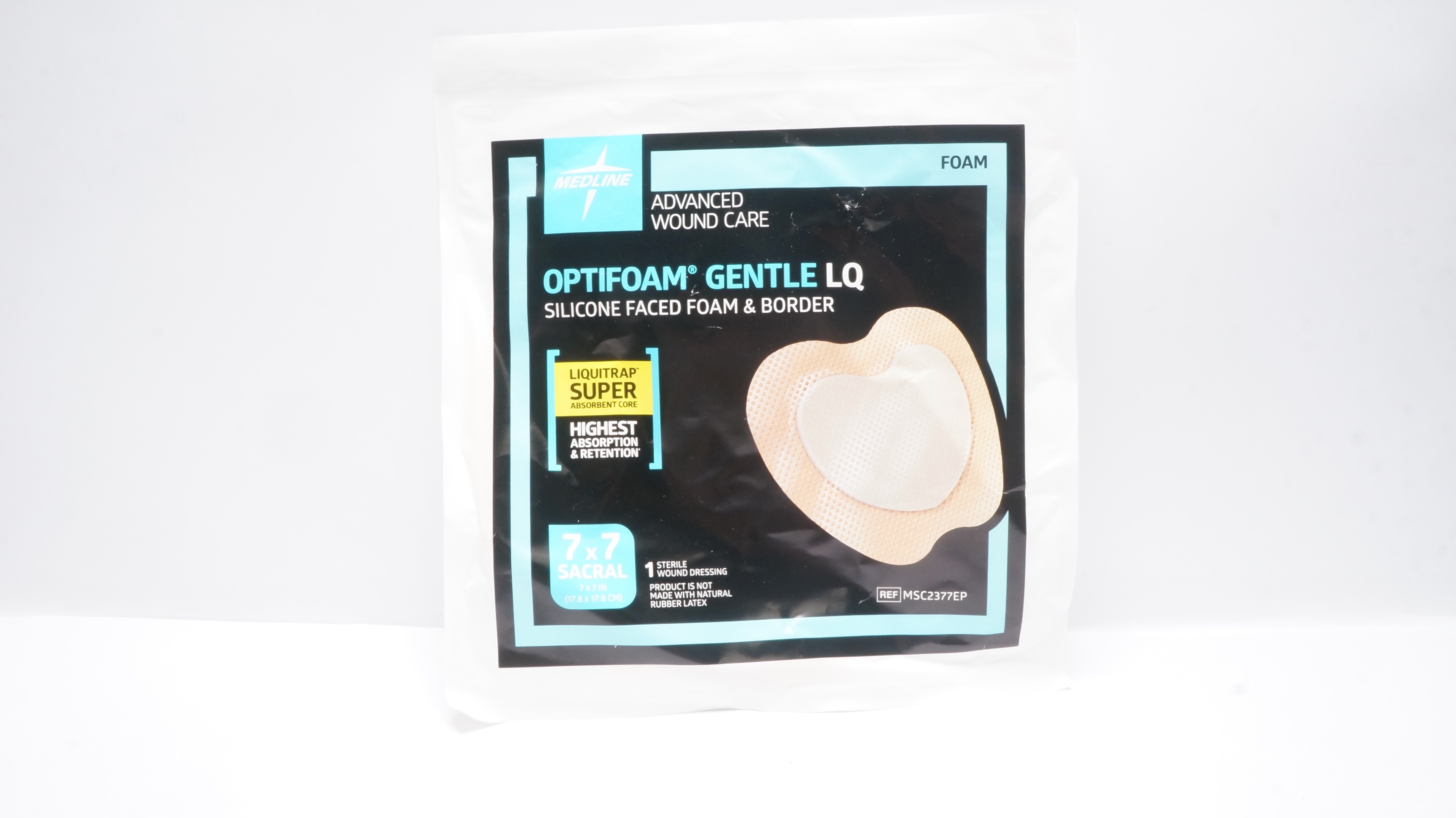 Medline MSC2377EP Optifoam Gentle LQ Wound Dressing 7inch x 7inch (x)