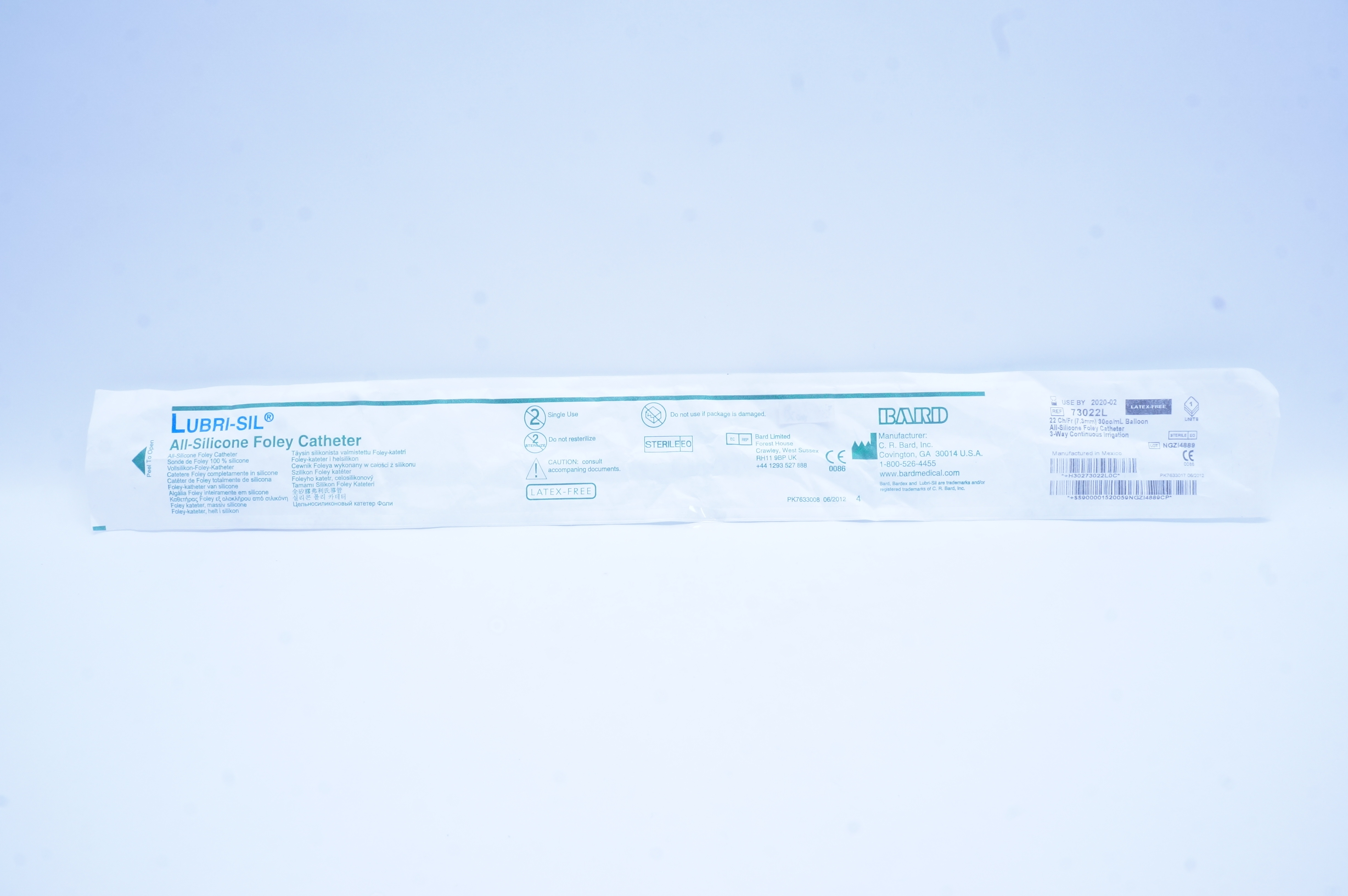 Bard 73022L Lubri-Sil All-Silicone Foley Cath. 22Ch/Fr x 30cc/mL Balloon (x)