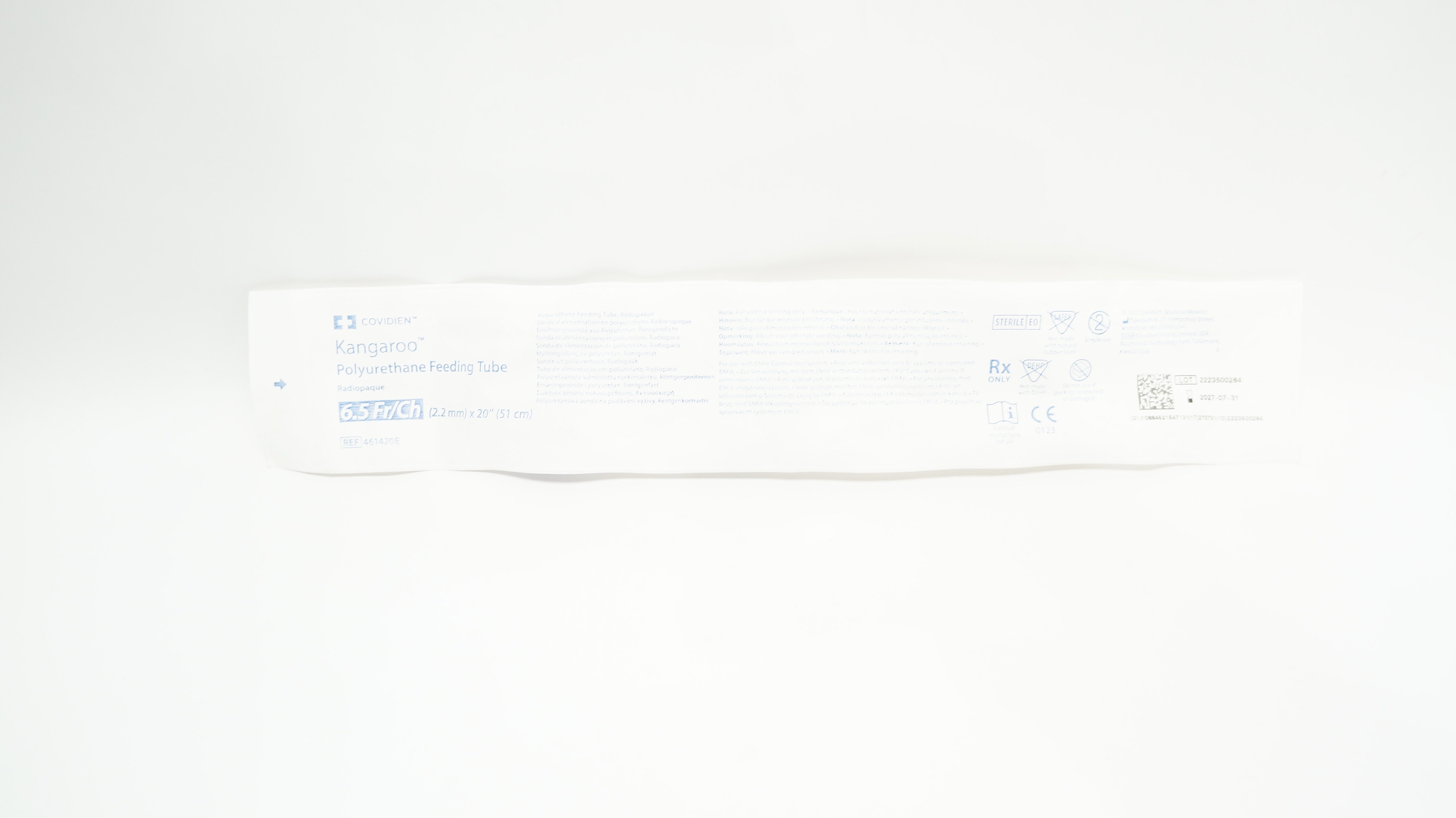Covidien 461420E Kangaroo Polyurethane Feeding Tube 6.5Fr/Ch x 20In