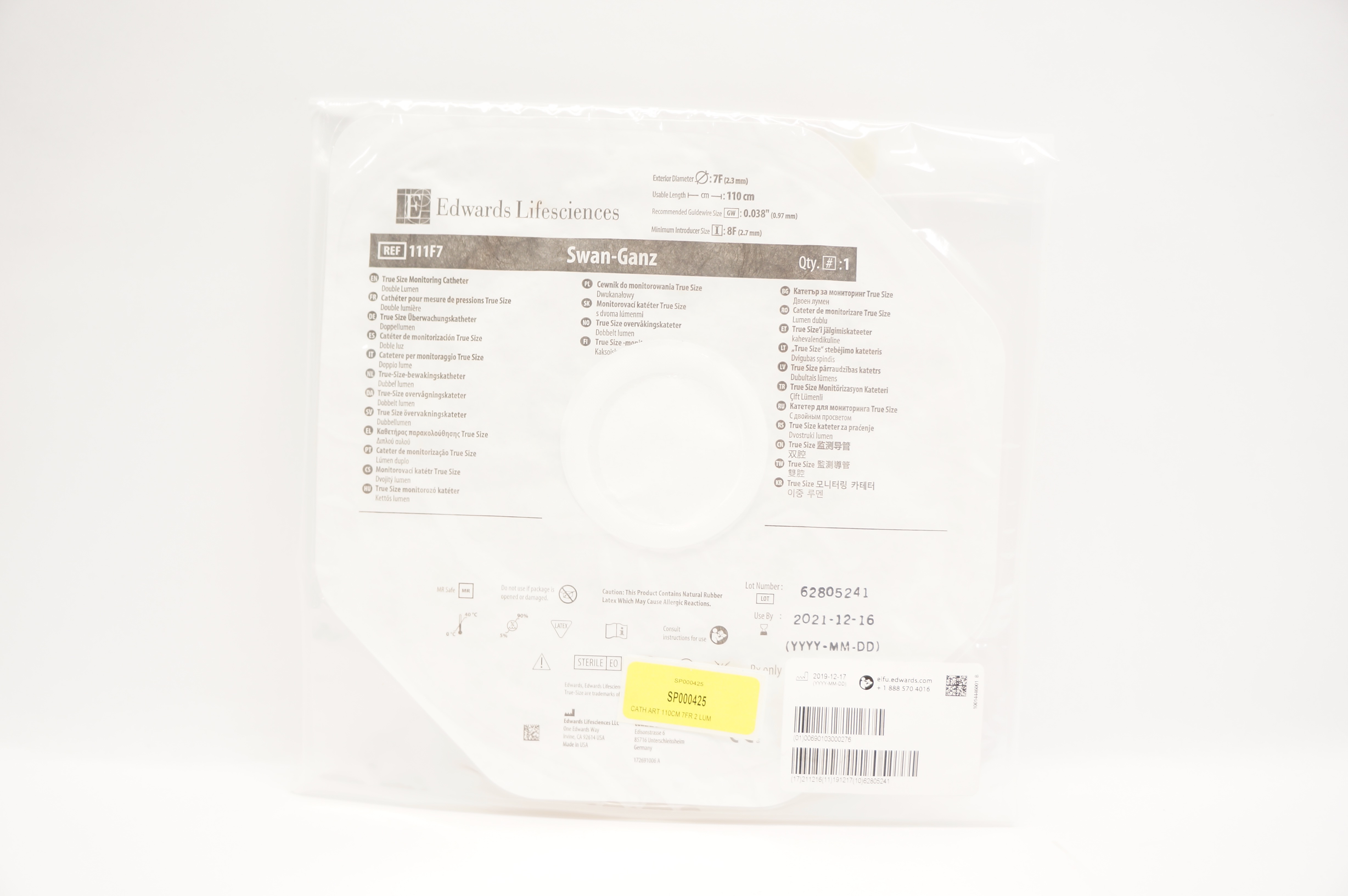 Edwards Lifesciences 111F7 Swan-Ganz True Size Monitoring Cath. 7F x 110cm (x)