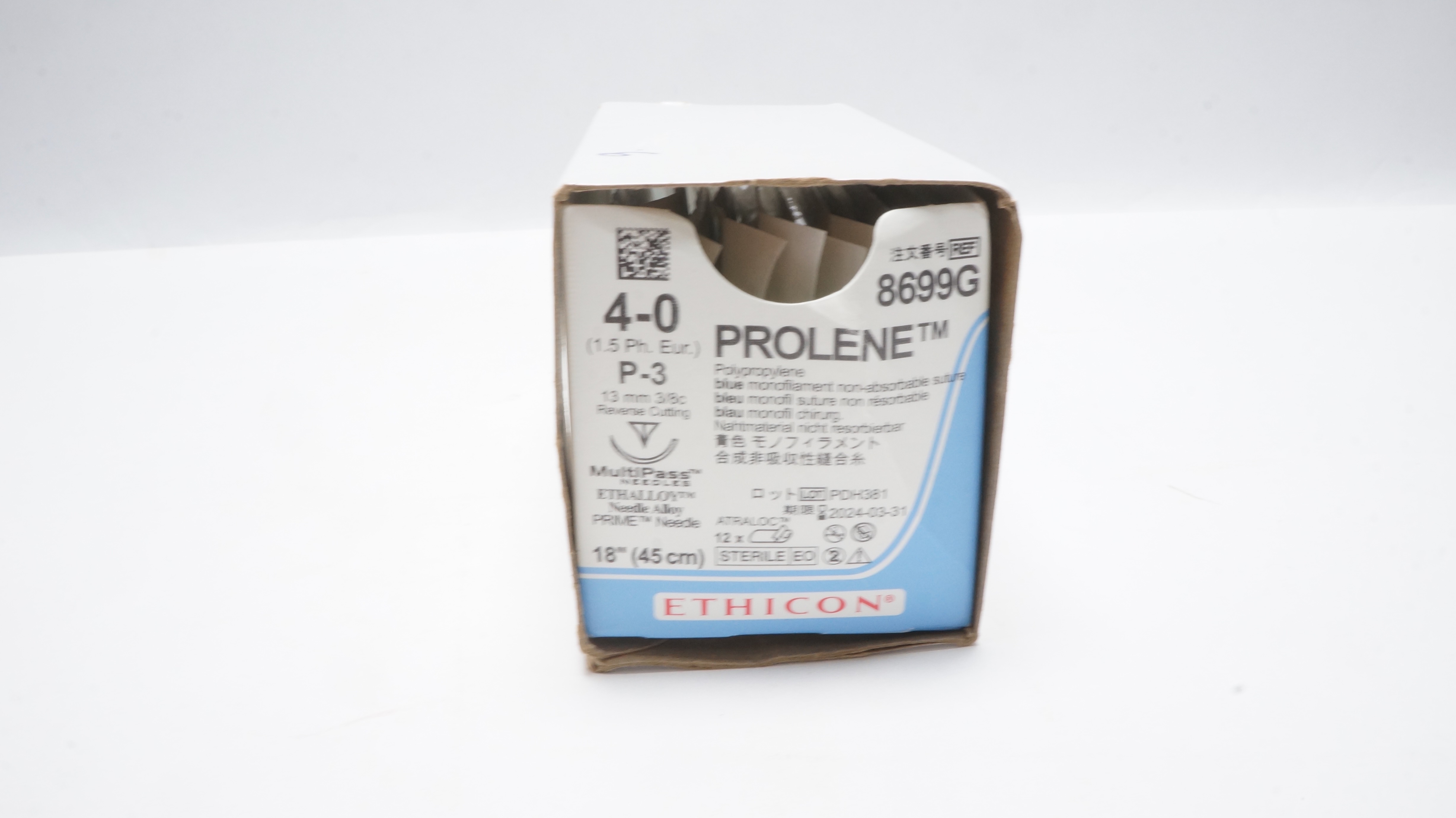 Ethicon 8699G 4-0 Prolene, P-3 13mm 3/8c 18inch (x) - Box of 9