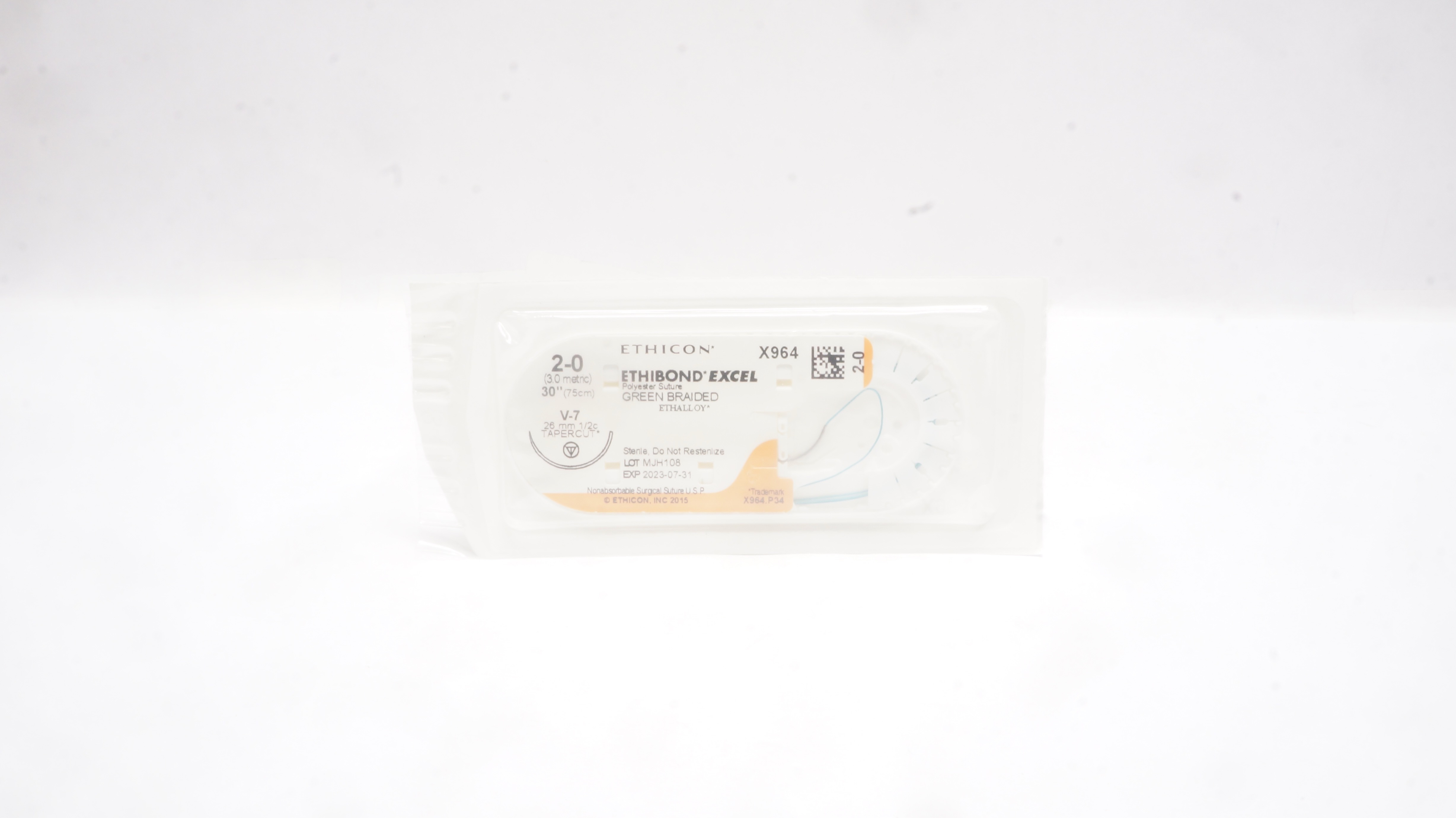 Ethicon X964 2-0 ETHIBOND EXCEL Polyester Stre V-7 25mm 1/2c Taperpcut 30inch(x)