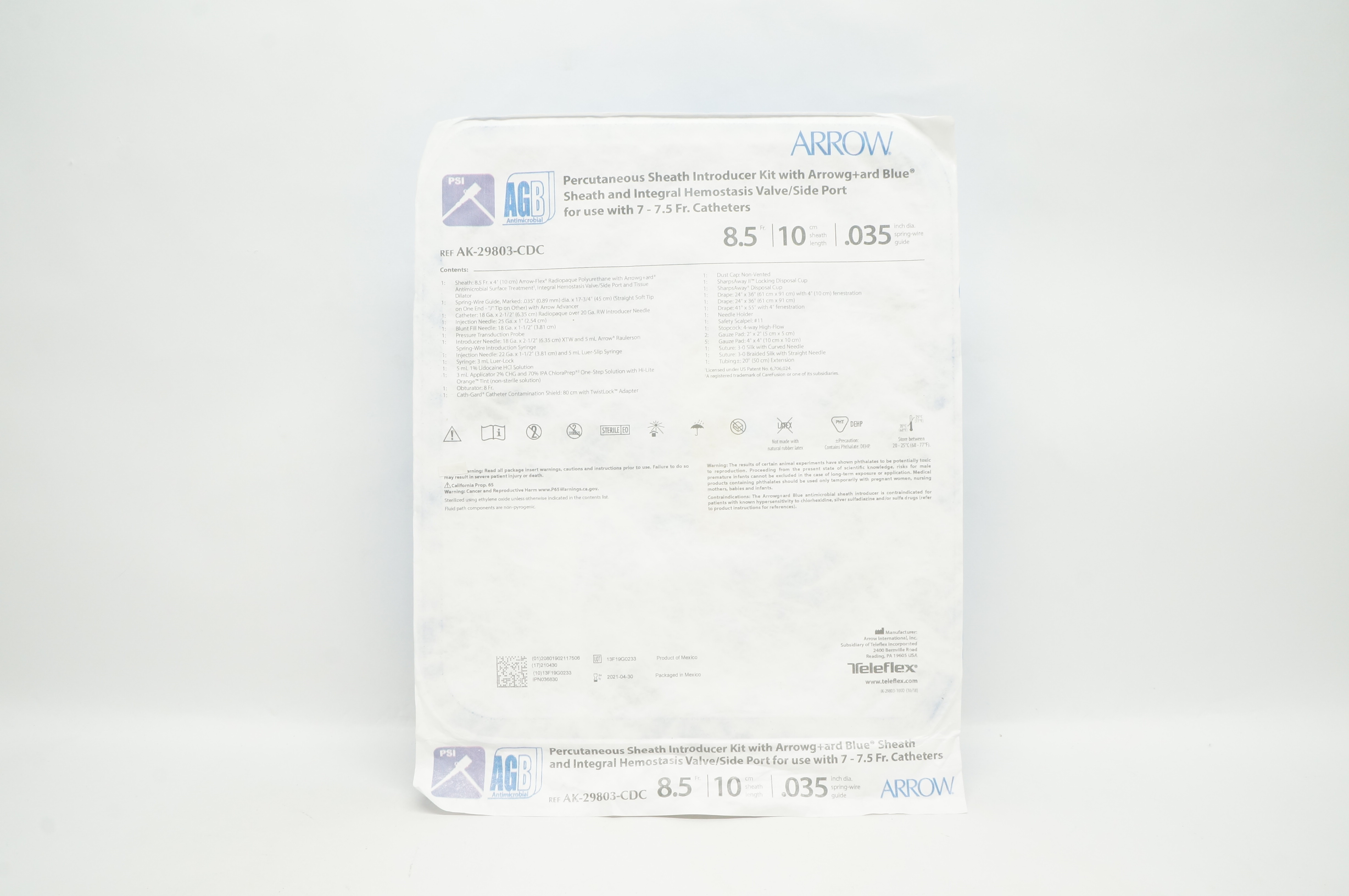 Arrow AK-29803-CDC Arrowgard Blue PSI Kit 8.5Fr x 10cm x 0.35 inch (x)