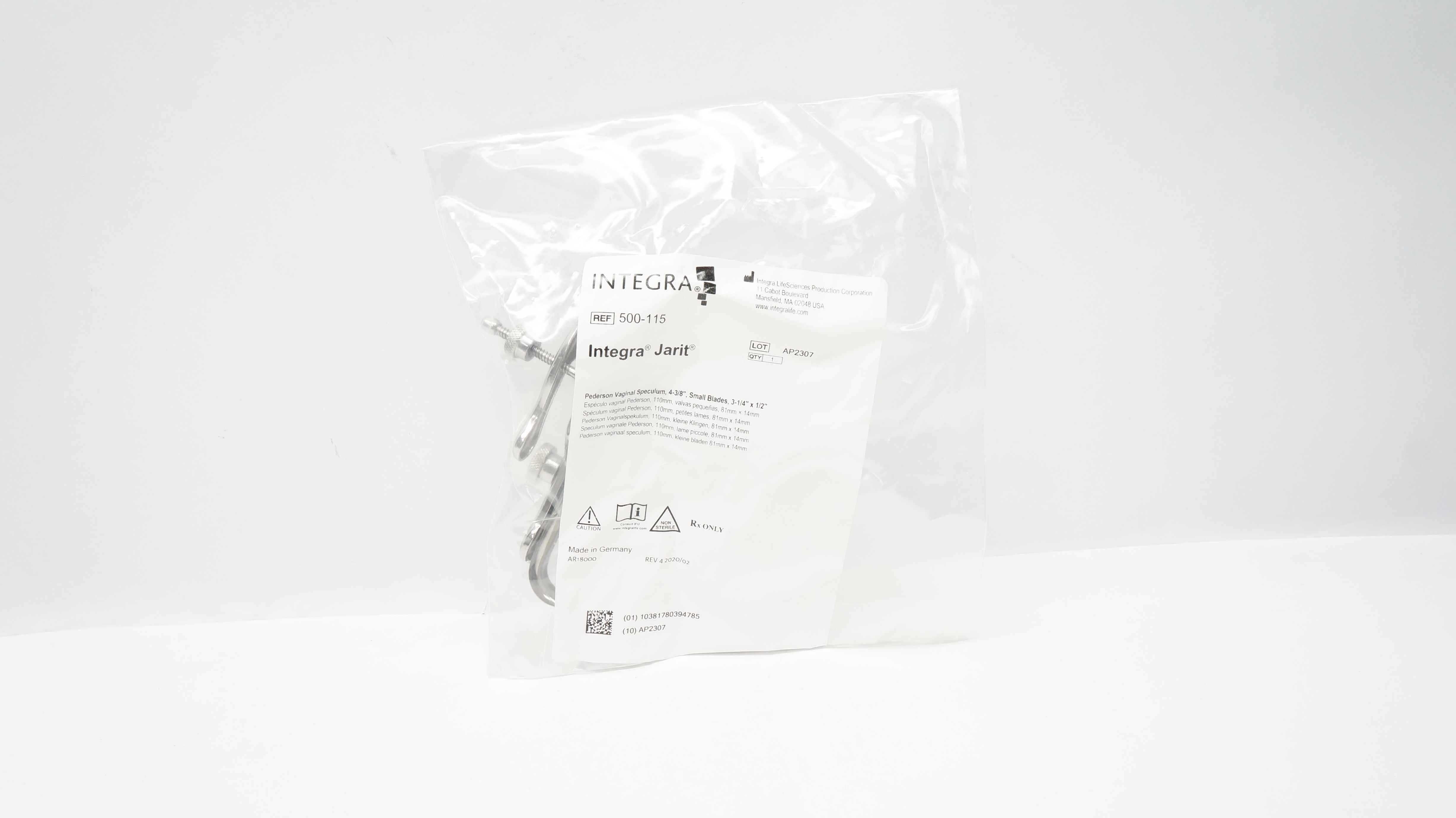 Integra 500-115 Jarit, Pederson Vaginal Specula, 4 - 3/8inch, Small Blades