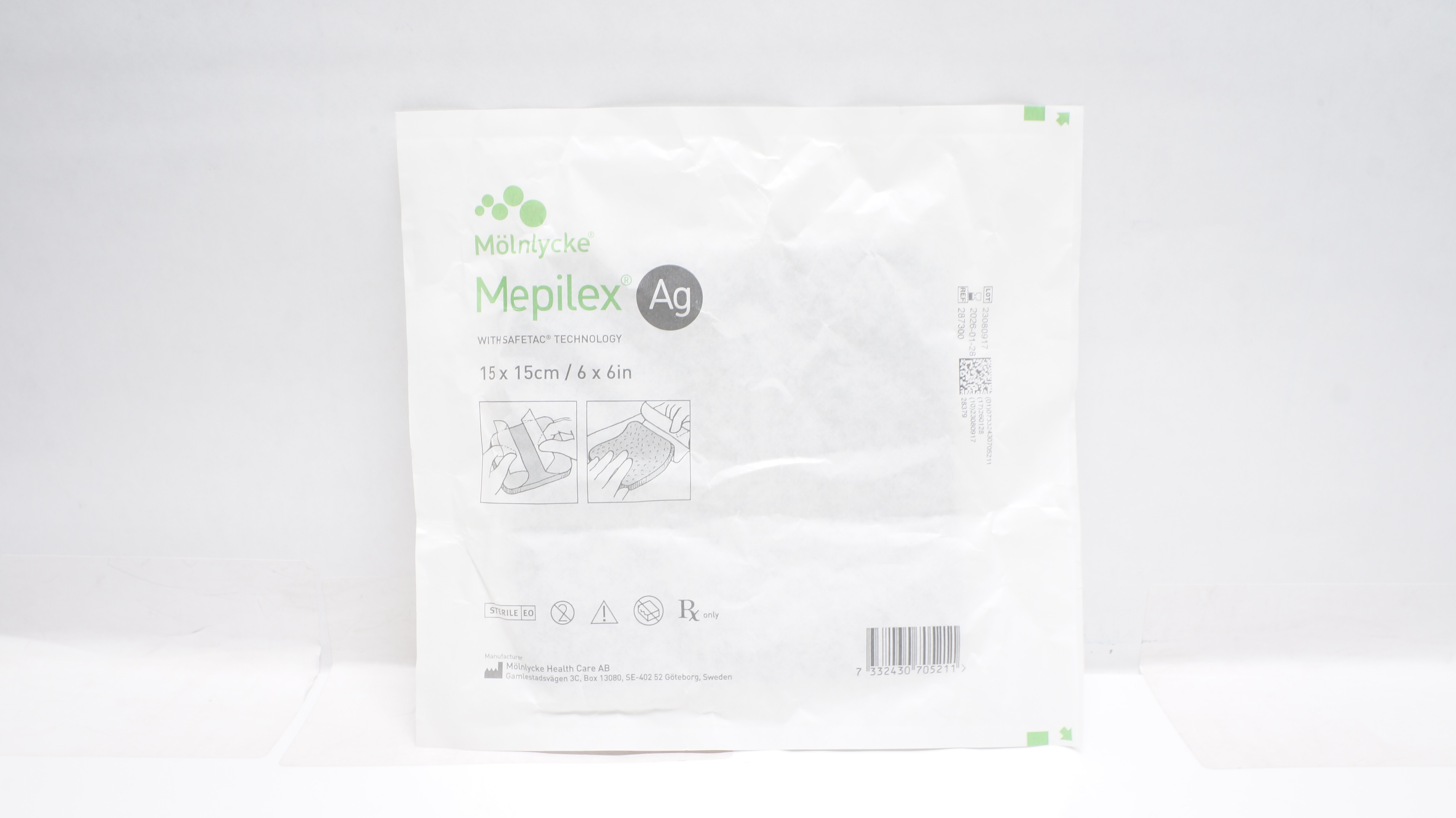 Molnlycke Healthcare 287300 Mepilex Ag Dressing w/SafetacTechnology 6 x 6inch