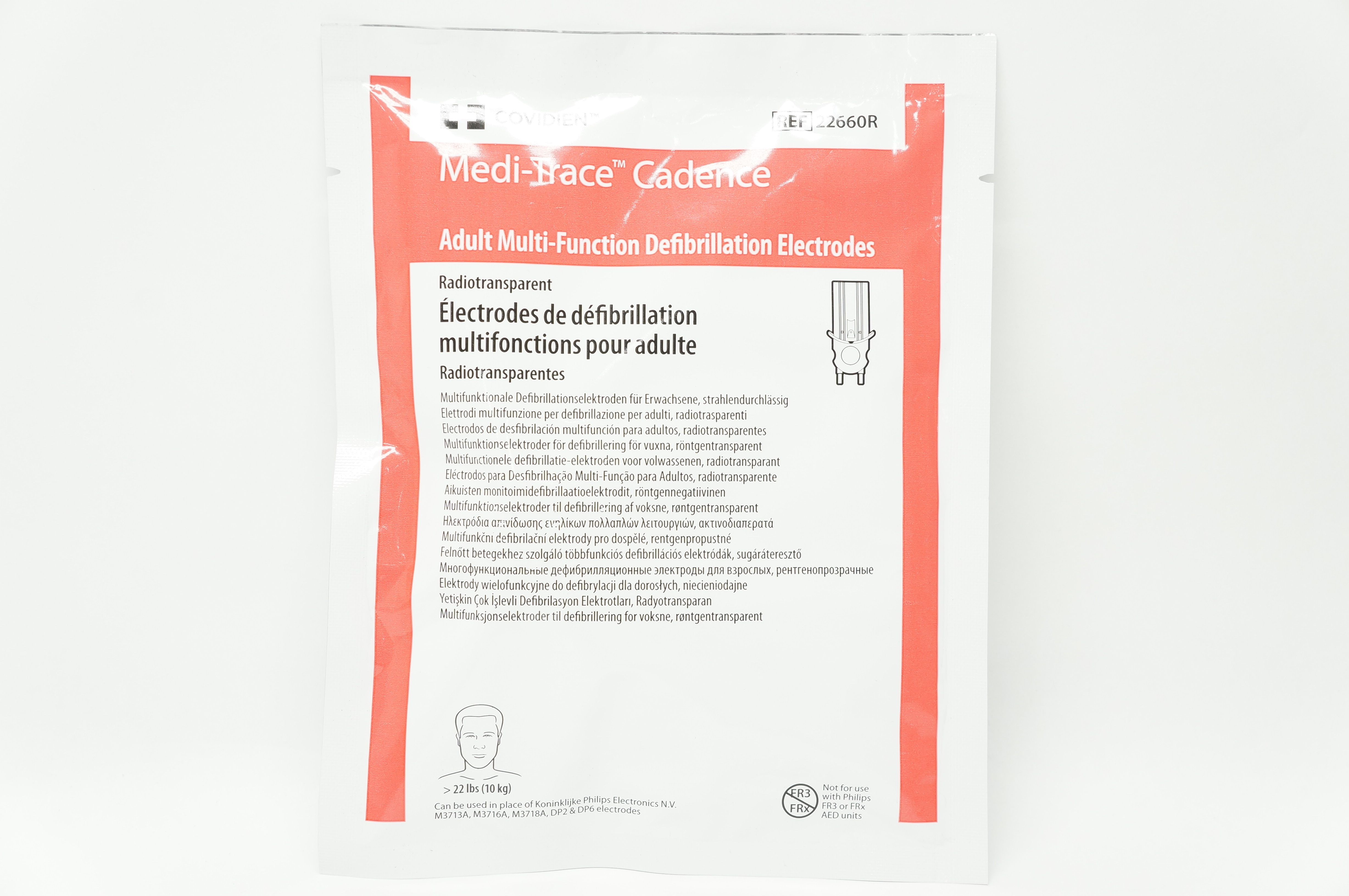 Covidien 22660R Medi-Trace Adult Multi-Function Defibrillation Electrodes >22Ibs
