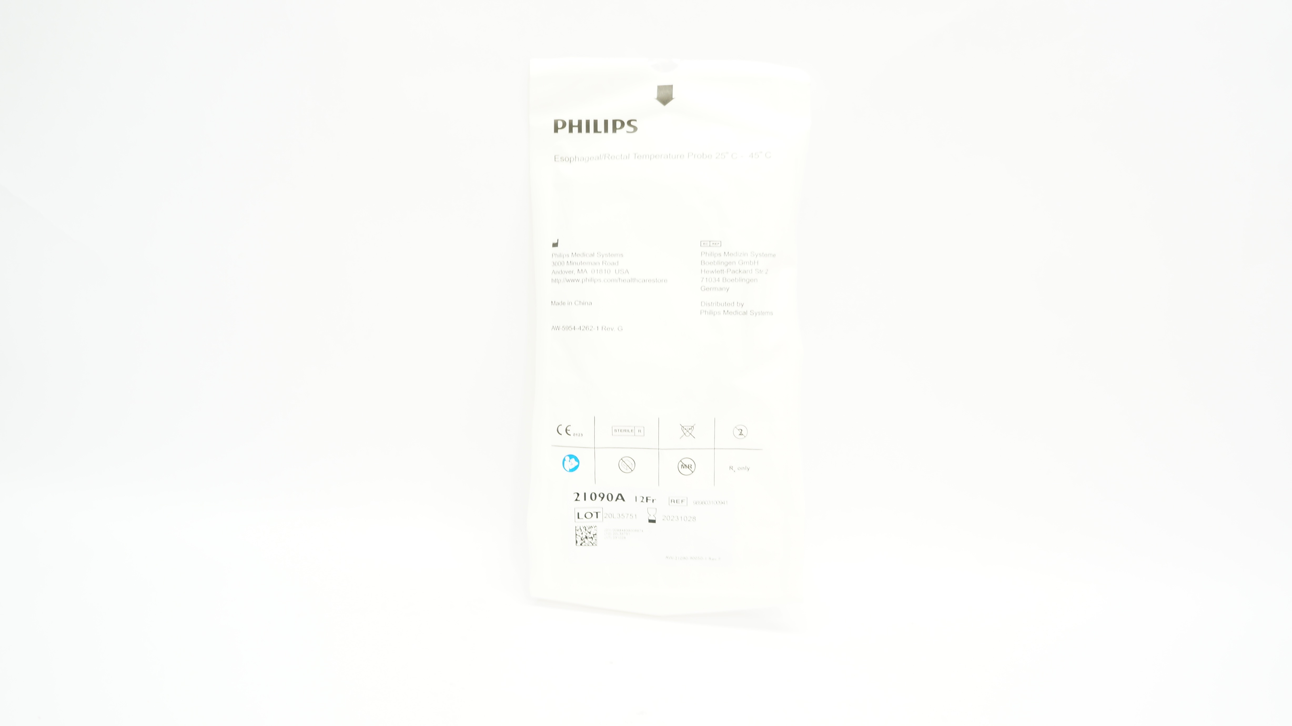 Philips 989803100941 Esophageal/Rectal Temperature Probe 12Fr, 25-45 Degree