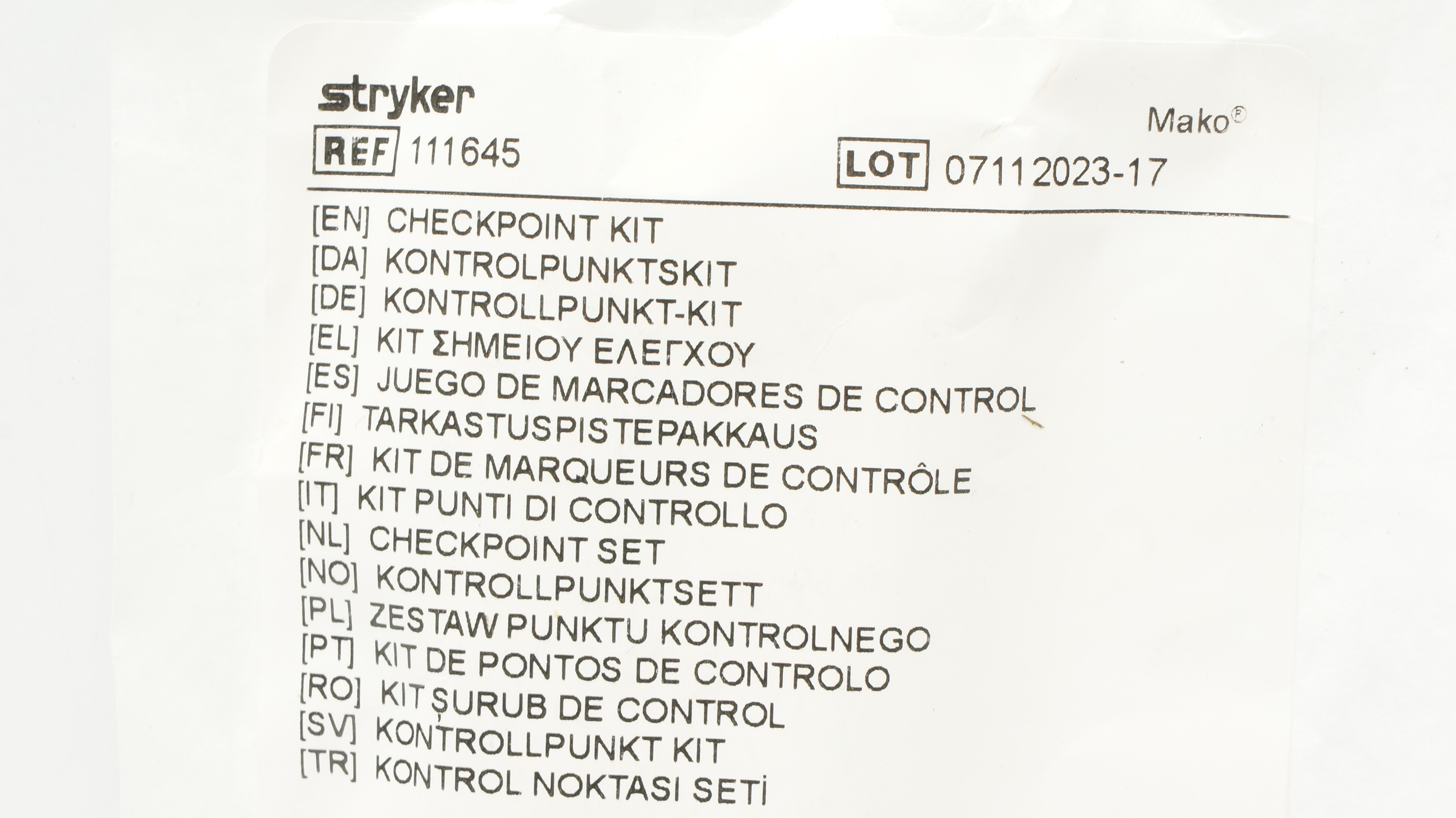 Stryker 111645 Mako Checkpoint Kit: 1 x Femoral, 1 x Tibial